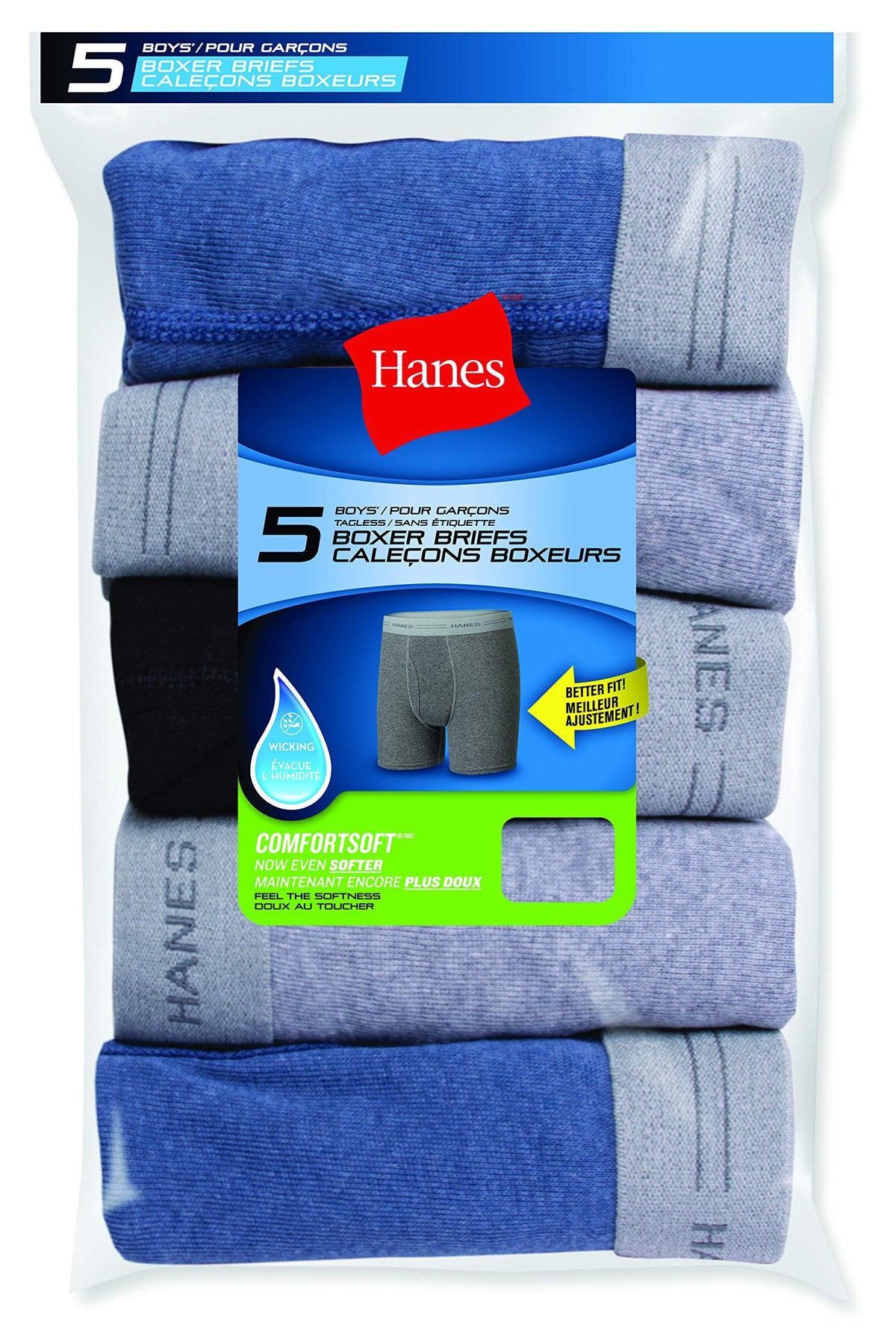 Hanes boys 5 Pack Breathable Boxer Briefs, Assorted, Medium US 🍁 All In One Marketplace Canada