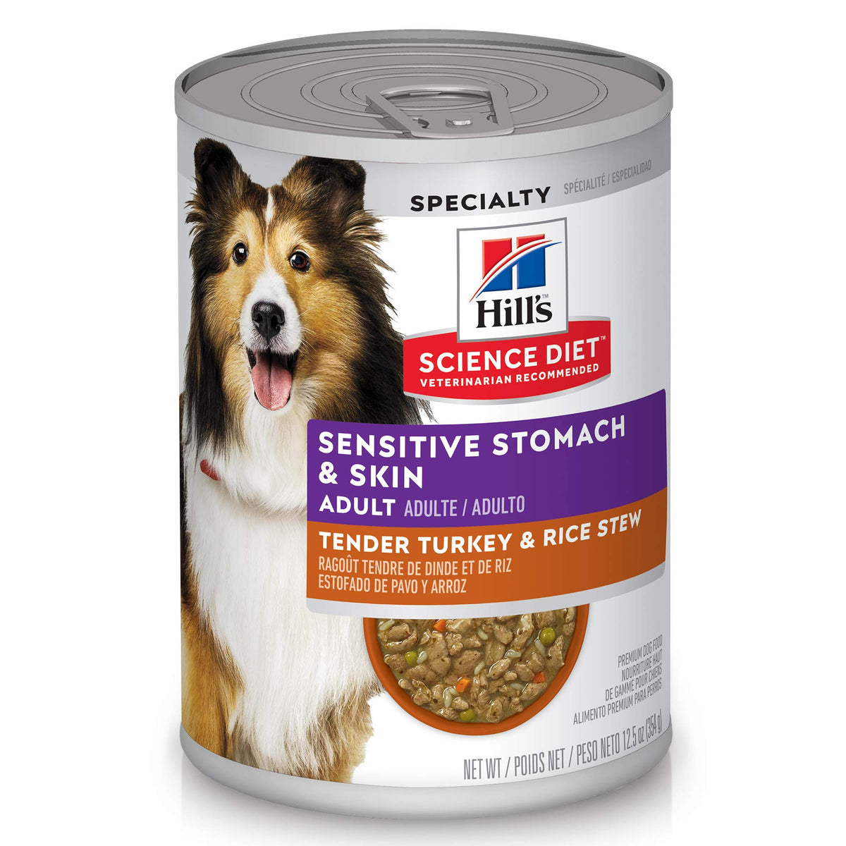 Hill's Science Diet Sensitive Stomach & Skin, Adult 1-6, Stomach Sensitivity Support, Wet Dog Food, Turkey & Rice Stew, 12.5 oz Can, Case of 12 🍁 All In One Marketplace Canada
