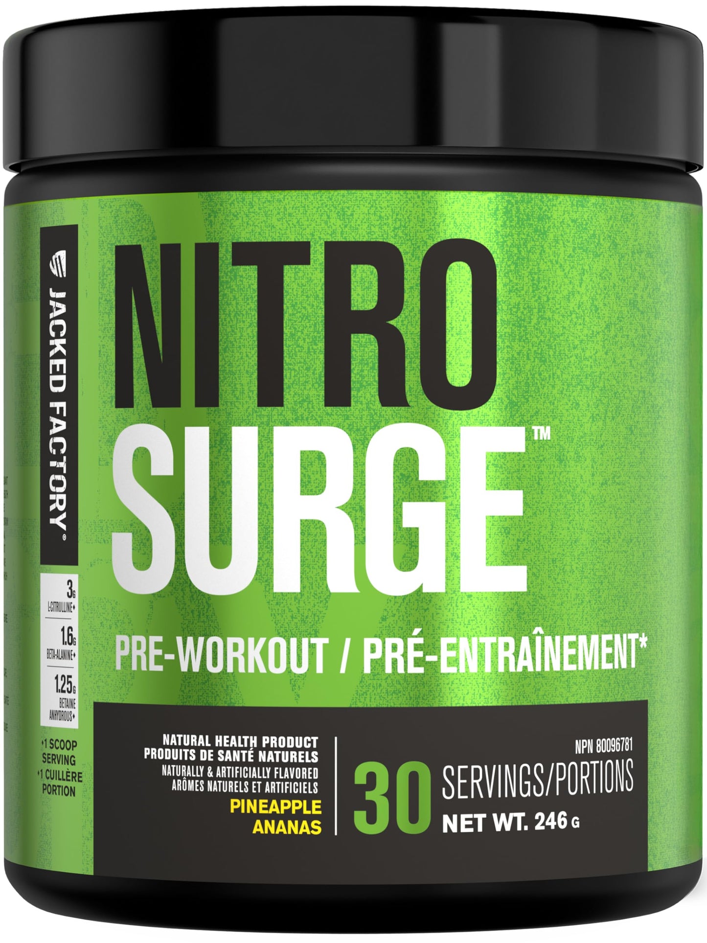 NITROSURGE Pre Workout Supplement - Endless Energy, Instant Strength Gains, Clear Focus, Intense Pumps - Nitric Oxide Booster & Preworkout Powder with Beta Alanine - 30 Servings, Pineapple 🍁 All In One Marketplace Canada