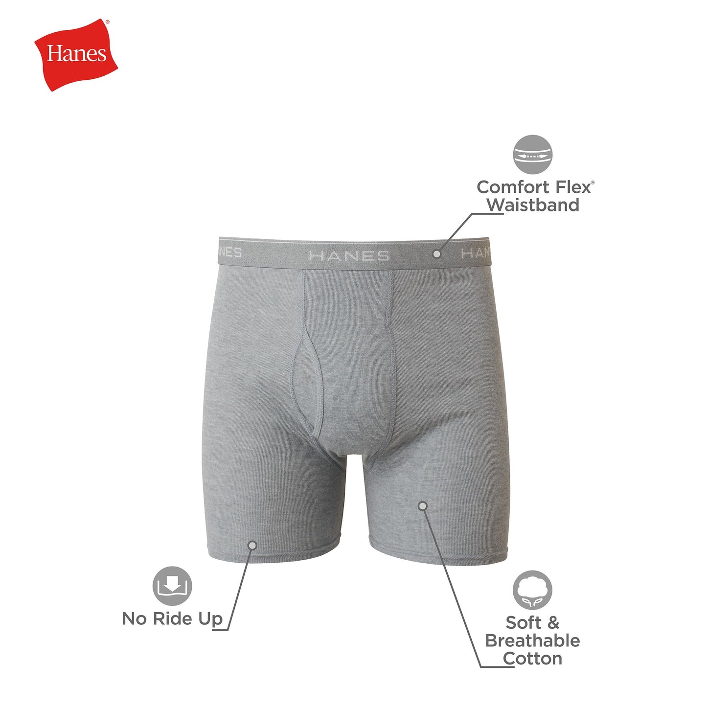 Hanes Boxer Briefs, Cool Dri Moisture-Wicking Underwear, Cotton No-Ride-up for Men, Multi-Packs Available, 6 Pack - Black/Gray, Large 🍁 All In One Marketplace Canada