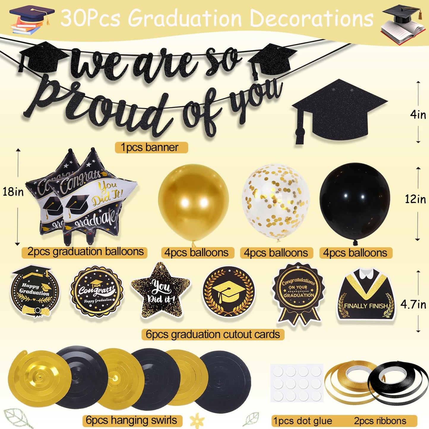 Graduation Decorations 2026, grad 2026 decorations with We Are So Proud of You Banner, Graduation Balloons, Congratulations Hanging Swirls for class of 2025 decorations 🍁 All In One Marketplace Canada