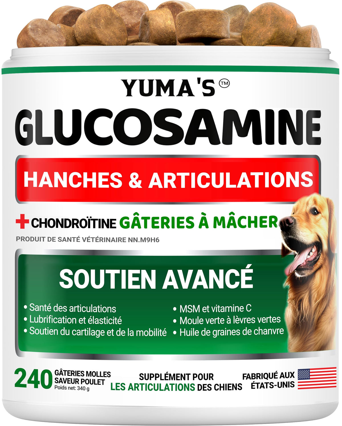 Glucosamine for Dogs - 240 Chews - Hip and Joint Supplement for Dogs with Chondroitin, MSM & Turmeric - Joint Pain Relief for Senior Dogs - All Breeds - Mobility Support - Value Pack - Made in USA 🍁 All In One Marketplace Canada