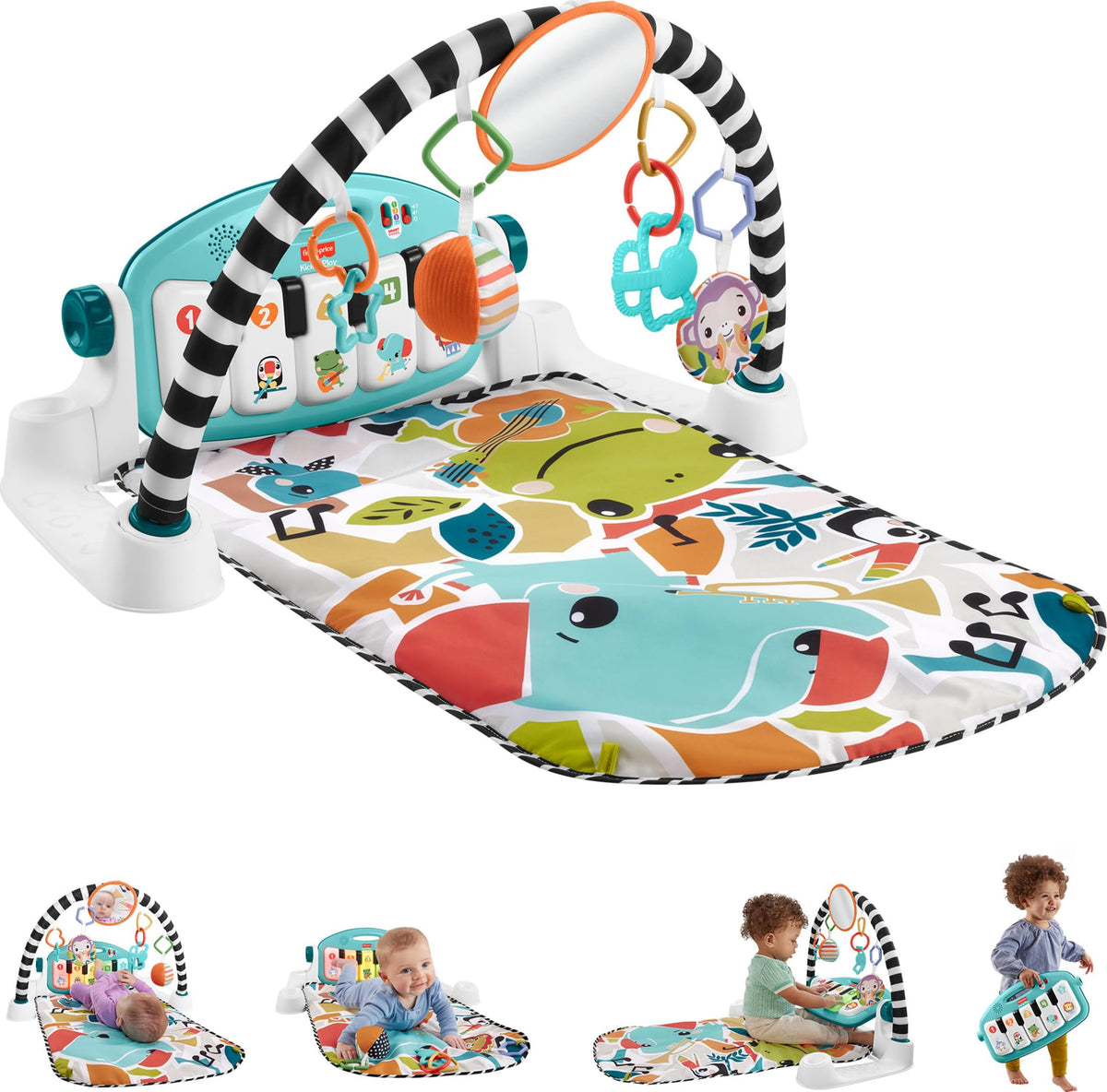 Fisher-Price Baby Playmat Glow and Grow Kick & Play Piano Gym, Blue Musical Learning Toy with Developmental Activities for Newborns 0+ Months 🍁 All In One Marketplace Canada