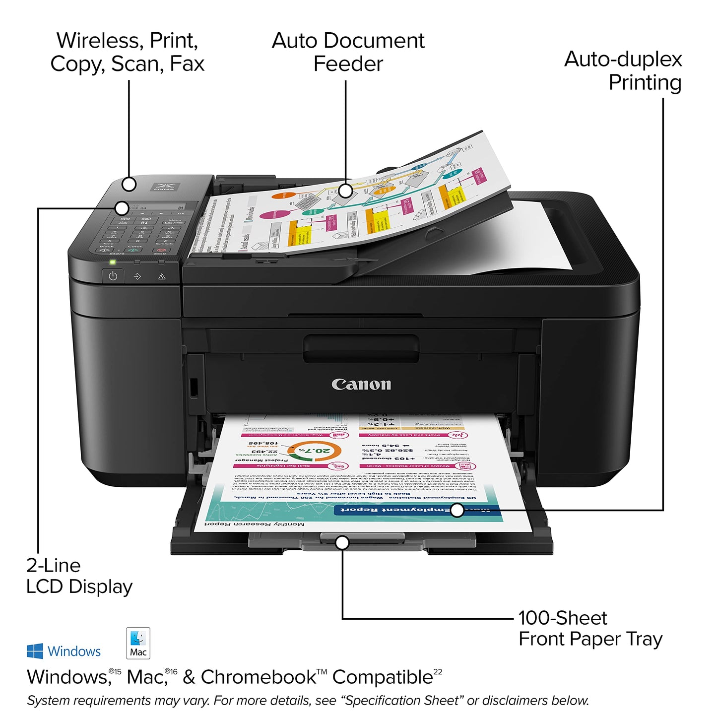 Canon PIXMA TR4720 - All-in-One Wireless Printer for Home Use, Print, Copy, Scan, and Built-in Fax, with Auto Document Feeder, Mobile Printing, Black 🍁 All In One Marketplace Canada