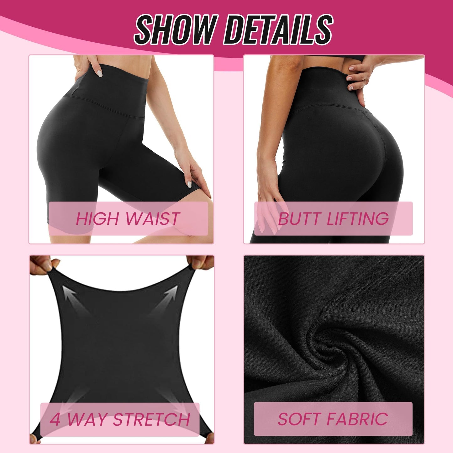 CAMPSNAIL 4 Pack Biker Shorts Women - 5"/8" High Waisted Soft Tummy Control for Workout Gym Yoga Running Summer Shorts 🍁 All In One Marketplace Canada