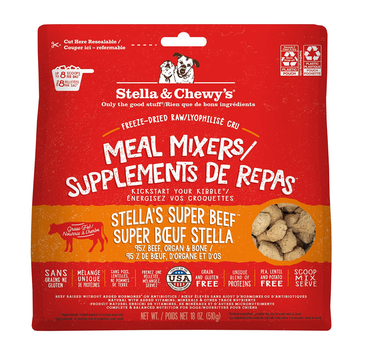 Stella & Chewy’s Freeze Dried Raw Super Beef Meal Mixer – Dog Food Topper for Small & Large Breeds – Grain Free, Protein Rich Recipe – 510g Bag 🍁 All In One Marketplace Canada