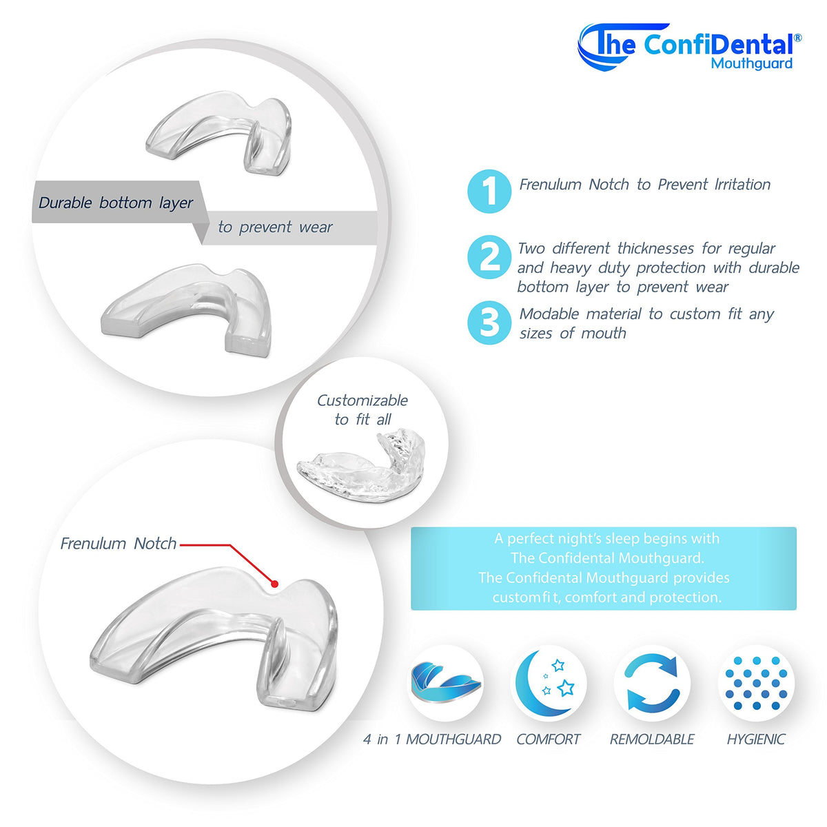 The ConfiDental - Moldable Mouth Guard for Teeth Grinding Clenching Bruxism Sport Athletic Whitening Tray Pack of 5 Including 3 Regular and 2 Heavy Duty Guard (3 (Ill) Regular 2 (ll) Heavy Duty) 🍁 All In One Marketplace Canada