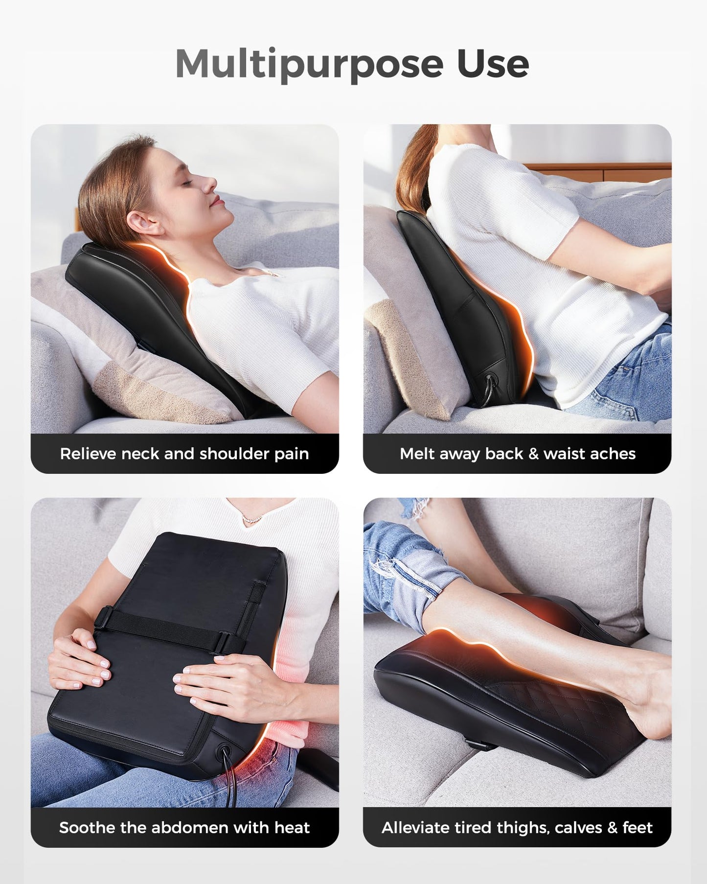Boriwat Back Massager Neck Massager with Heat, Shiatsu Massage Pillow for Pain Relief, Massagers for Neck and Back, Shoulder, Leg, Gifts for Men Women Mom Dad, Stress Relax at Home Office and Car 🍁 All In One Marketplace Canada