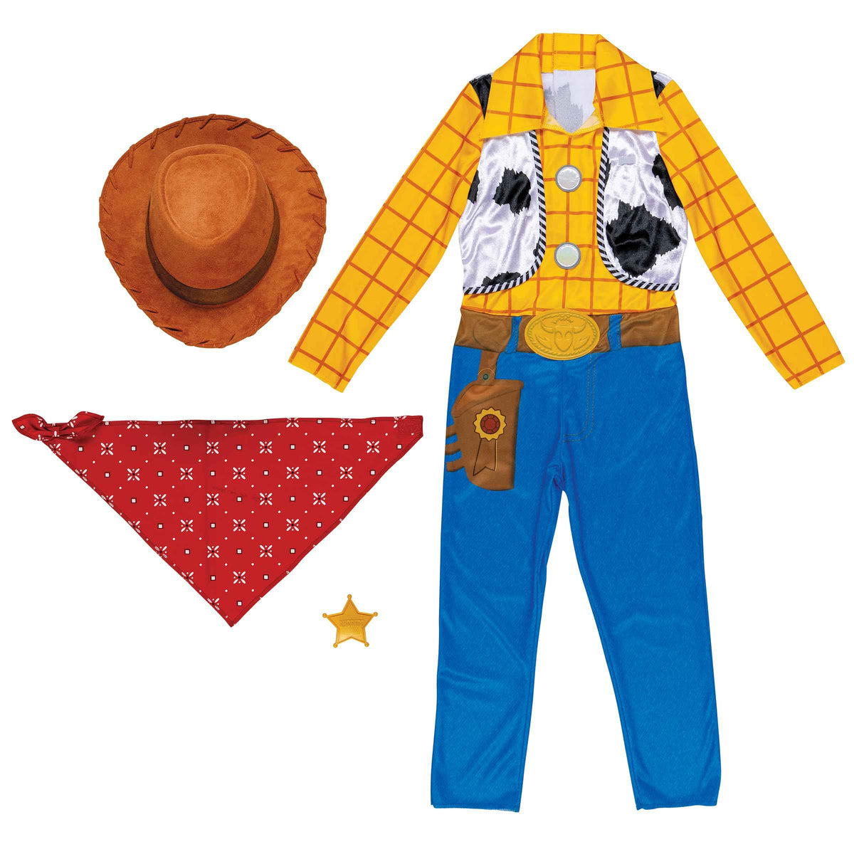 Disney Toy Story Deluxe Woody Costume, Official Boys Halloween Dress Up Outfit, Size (7-8)