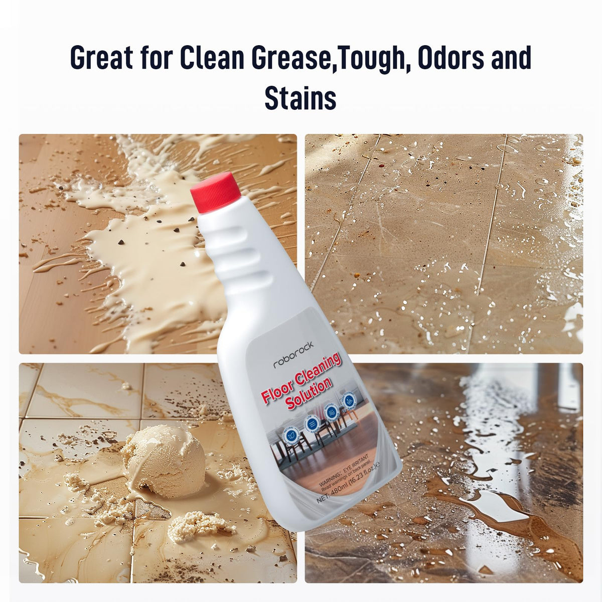 roborock Official Floor Cleaning Solution, Floor Cleaner for Hardwood Tile Hardfloor, Compatible Robot Vacuums with Mopping and Wet Dry Vacuum, 16.2 FL OZ, Dilution Ratio 1:200 🍁 All In One Marketplace Canada