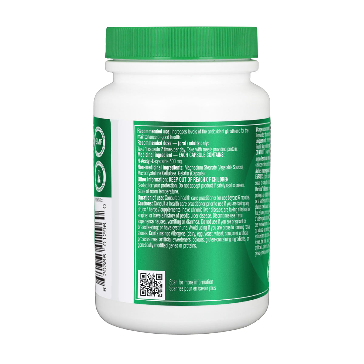 Organika Canadian-Made NAC (N-Acetyl-L-Cysteine) 500mg- Supports Antioxidant Glutathione Levels, Immune System Support, Liver and Detox Support- 180caps 🍁 All In One Marketplace Canada