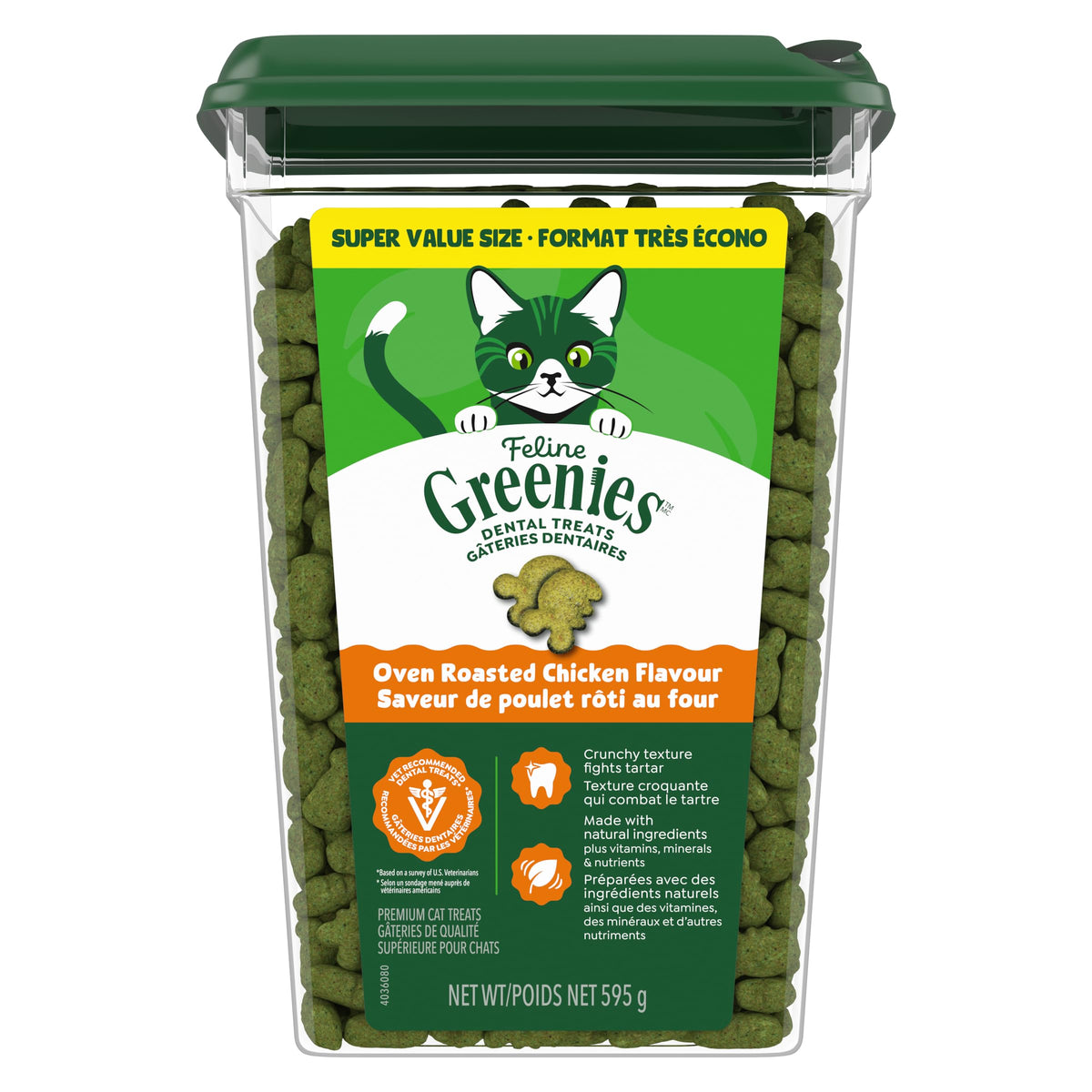 GREENIES Feline Cat Treats Natural Dental Care, Oven Roasted Chicken Flavour, 21oz. Tub 🍁 All In One Marketplace Canada