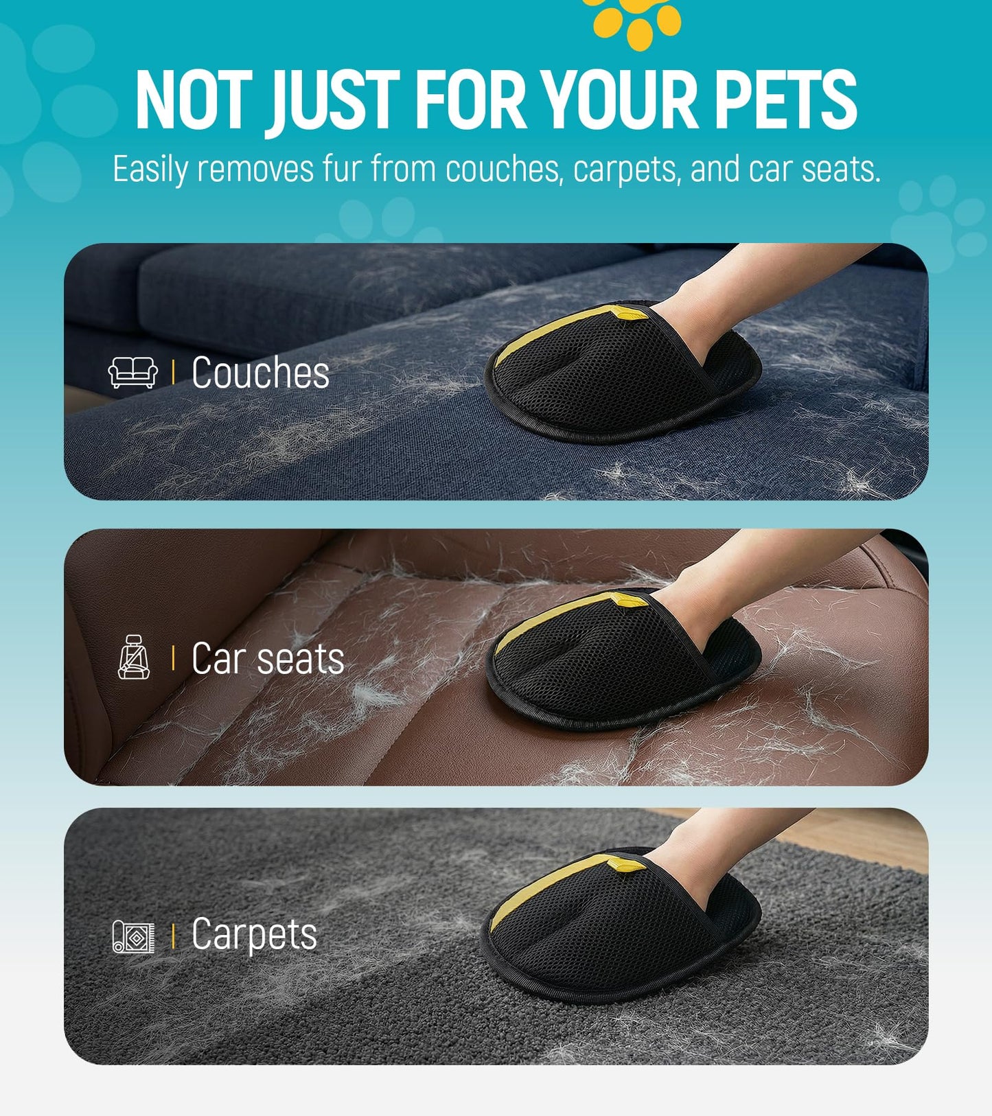 Bispoy Pet Hair Removal Glove for Dogs & Cats - Upgraded Reusable Electrostatic Pet Hair Glove, Pet Hair Remover Tool for Laundry, Couch, Carpet & Car Seat, Gentle Grooming Mitt 🍁 All In One Marketplace Canada