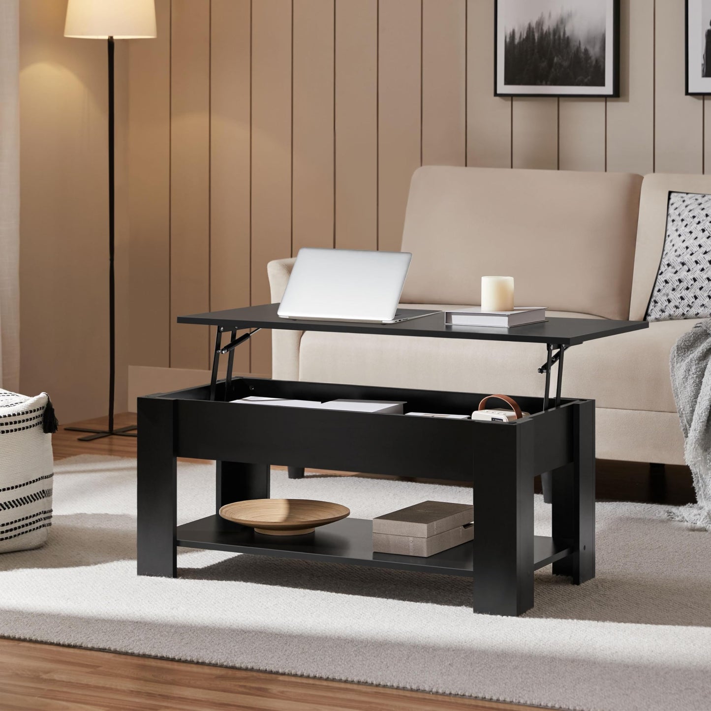 Yaheetech Coffee Table with Storage, Lift Top, 98cm L, Black 🍁 All In One Marketplace Canada