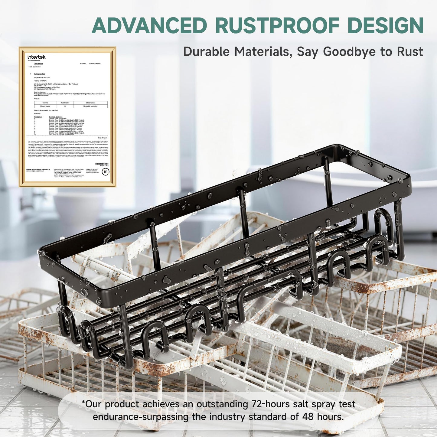 Veken Large Capacity Shower Caddy 3-Pack, No Drilling Adhesive Rack with Soap Holder, Rustproof & Waterproof Shelves, Bathroom Organizers and Storage, Wall-Mounted Kitchen & Home Decor, Black 🍁 All In One Marketplace Canada