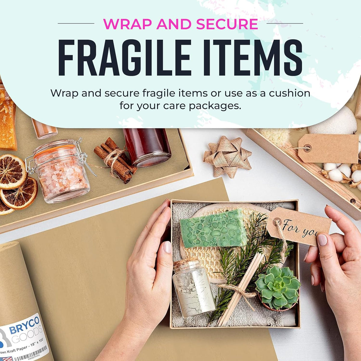 Bryco Goods 18" x 1200"(100’) Brown Wrapping Paper - Kraft Paper Roll for Packing, Arts & Crafts, Gift Wrapping, Bulletin Board, Banner, Bouquet Flower, Table Covering, Shipping & Moving Supplies 🍁 All In One Marketplace Canada