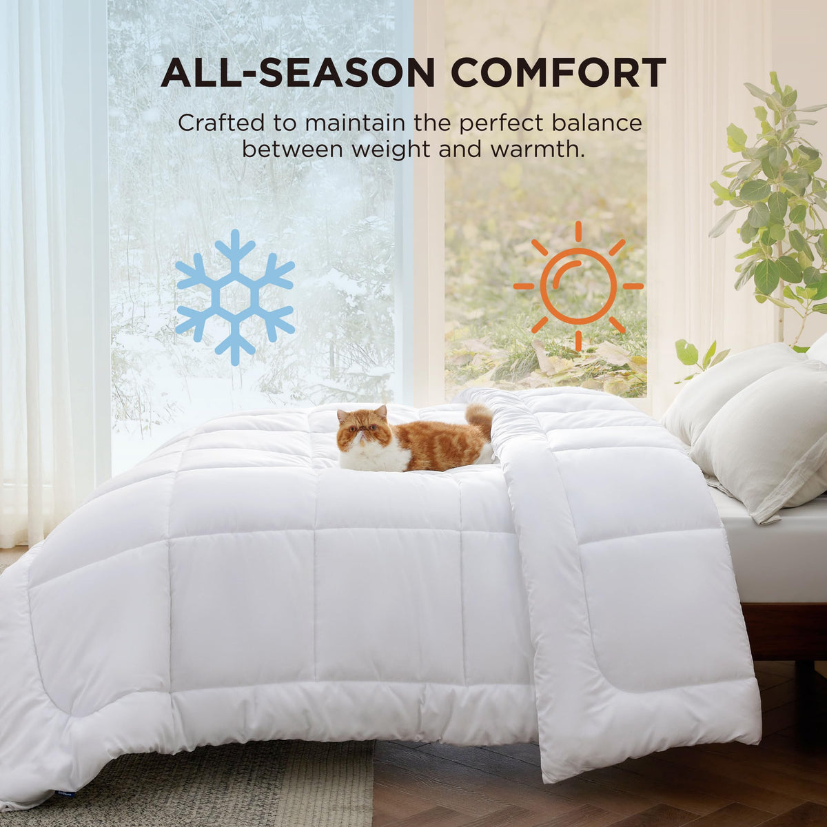 Bedsure White Duvet Insert Queen - Quilted Comforters Queen Size, All Season Duvet, GentleSoft Down Alternative Bedding, with 8 Tabs, Gifts for Women/Men, White, Queen 88 x 88 Inches 🍁 All In One Marketplace Canada