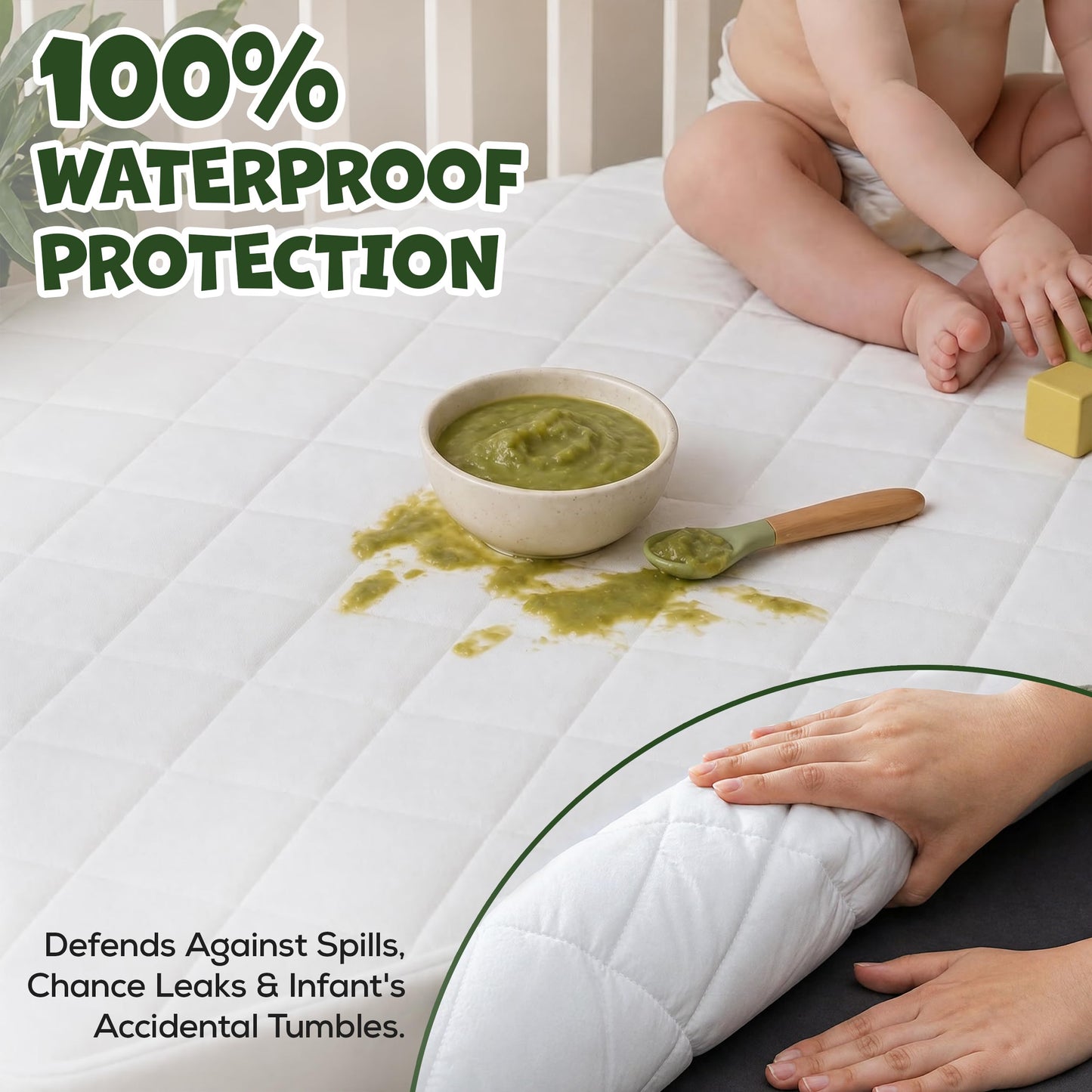 Utopia Bedding Waterproof Crib Fitted Mattress Protector (Pack of 2) - Toddler and Baby Crib Mattress Pad Cover - Soft and Breathable with 7 Inches Deep Skirt (White, 28" x 52") 🍁 All In One Marketplace Canada
