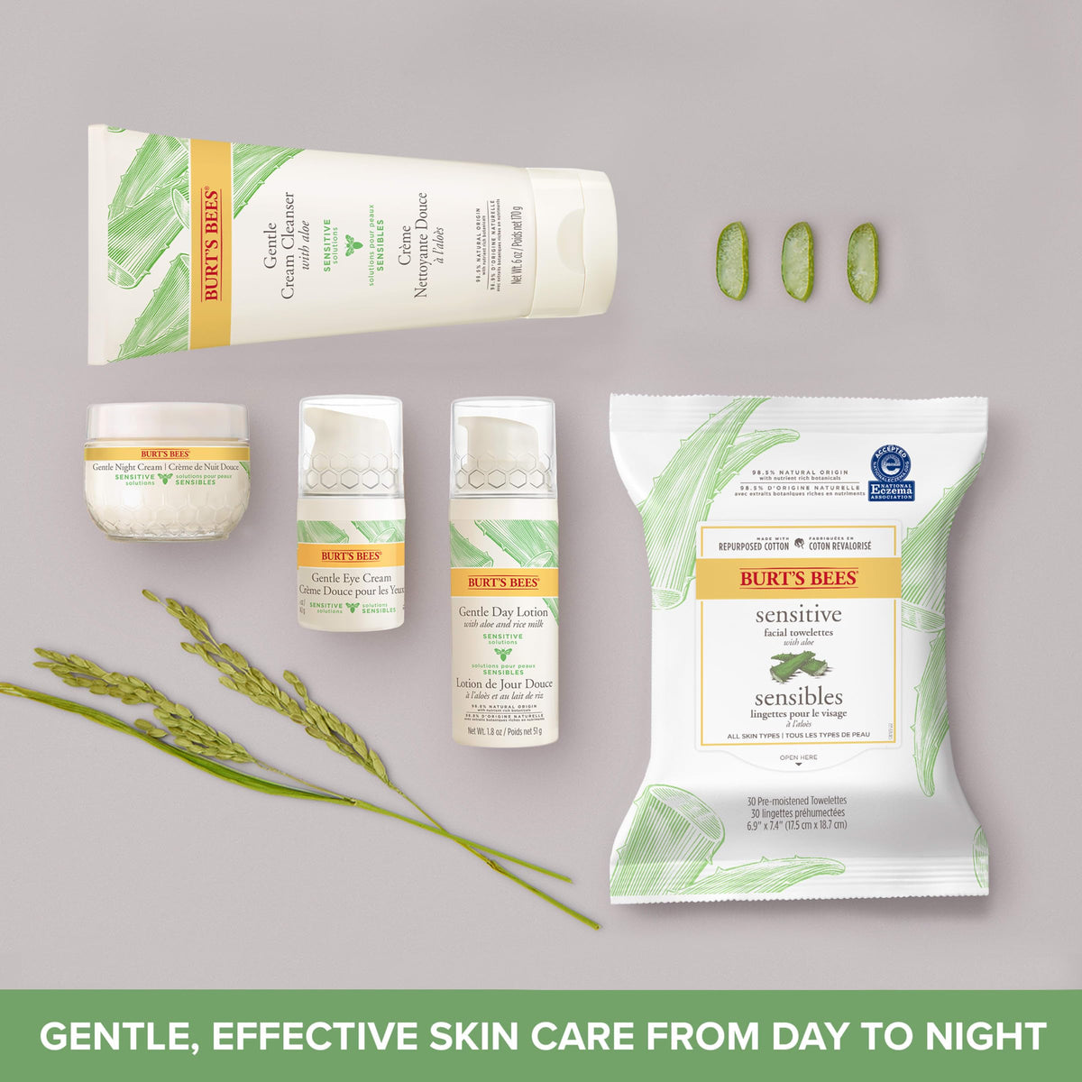 Burt's Bees Sensitive Hydrating Gentle Daily Face Cream Moisturizer Face Lotion for Sensitive Skin with Aloe and Rice Milk, , Mother's Day Gift, 98.9% Natural Origin, Developed with Dermatologists, 51g 🍁 All In One Marketplace Canada