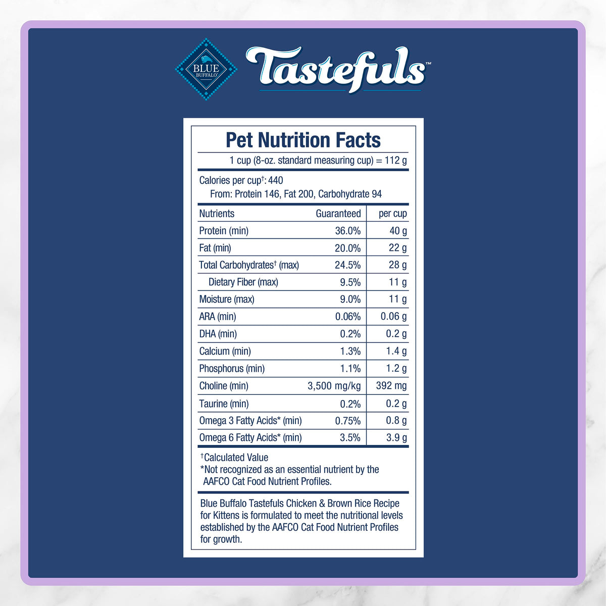 Blue Buffalo Tastefuls Chicken & Brown Rice Recipe Dry Cat Food for Kittens 2–12 Months, Real Chicken First, Deliciously Healthy Natural Kitten Food with DHA, Taurine, and Natural Ingredients, 3.1kg 🍁 All In One Marketplace Canada