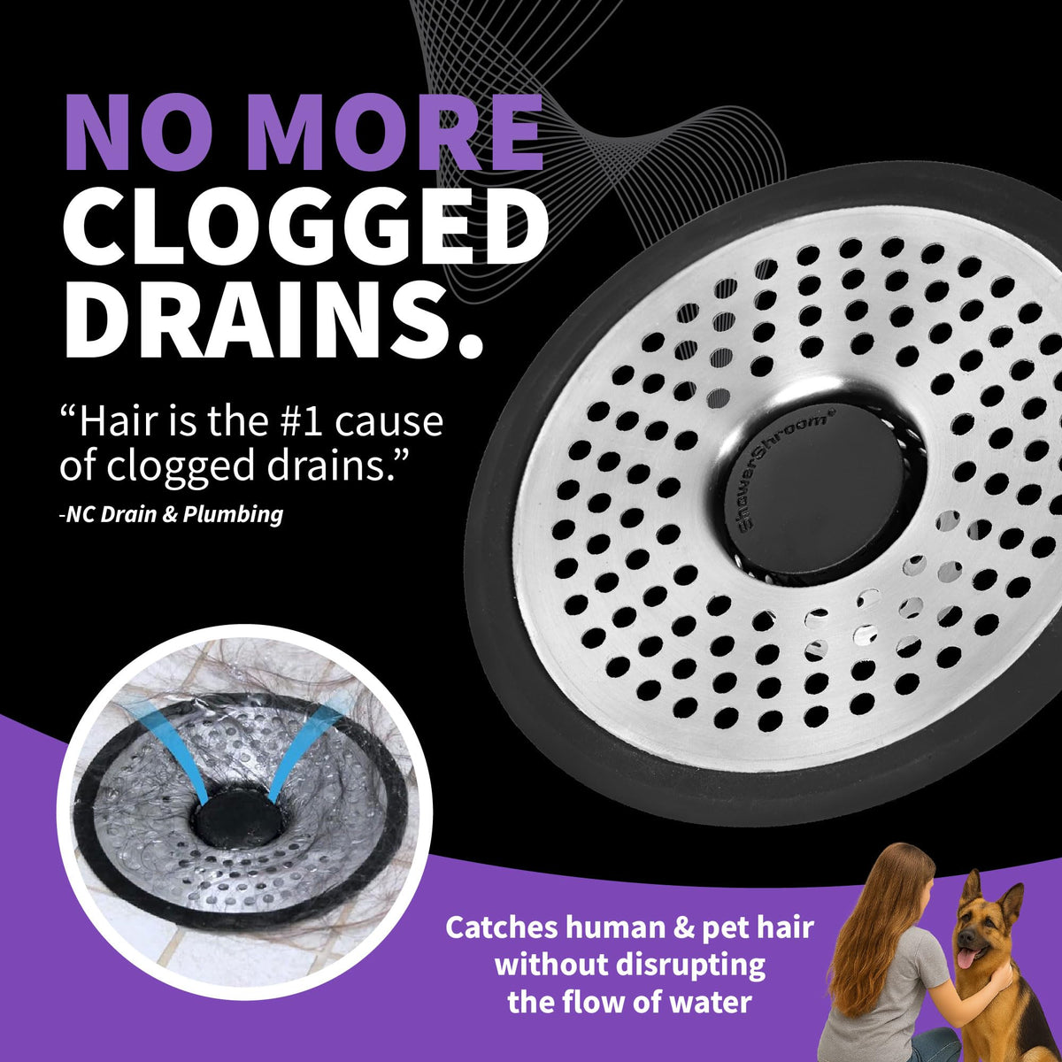 ShowerShroom SHSULT755 Ultra Revolutionary Shower Hair Catcher Drain Protector, Stainless 🍁 All In One Marketplace Canada