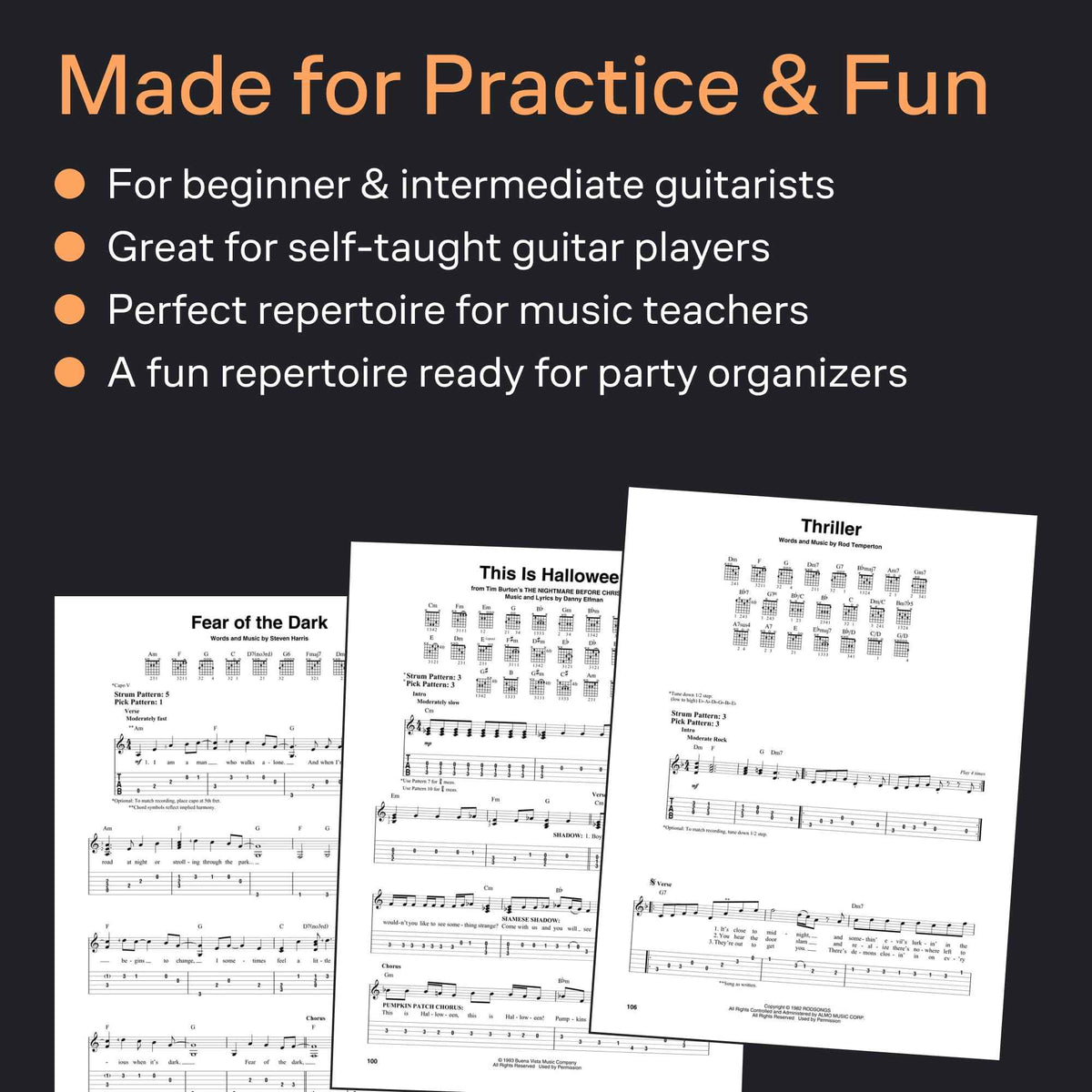 Halloween Guitar Songs - 43 Gravest Hits Deranged for 6-String Axe in Scary Notation & Tab | Halloween Guitar Sheet Music for Rock and Pop Players | Scary Songs for 6-String Guitarists