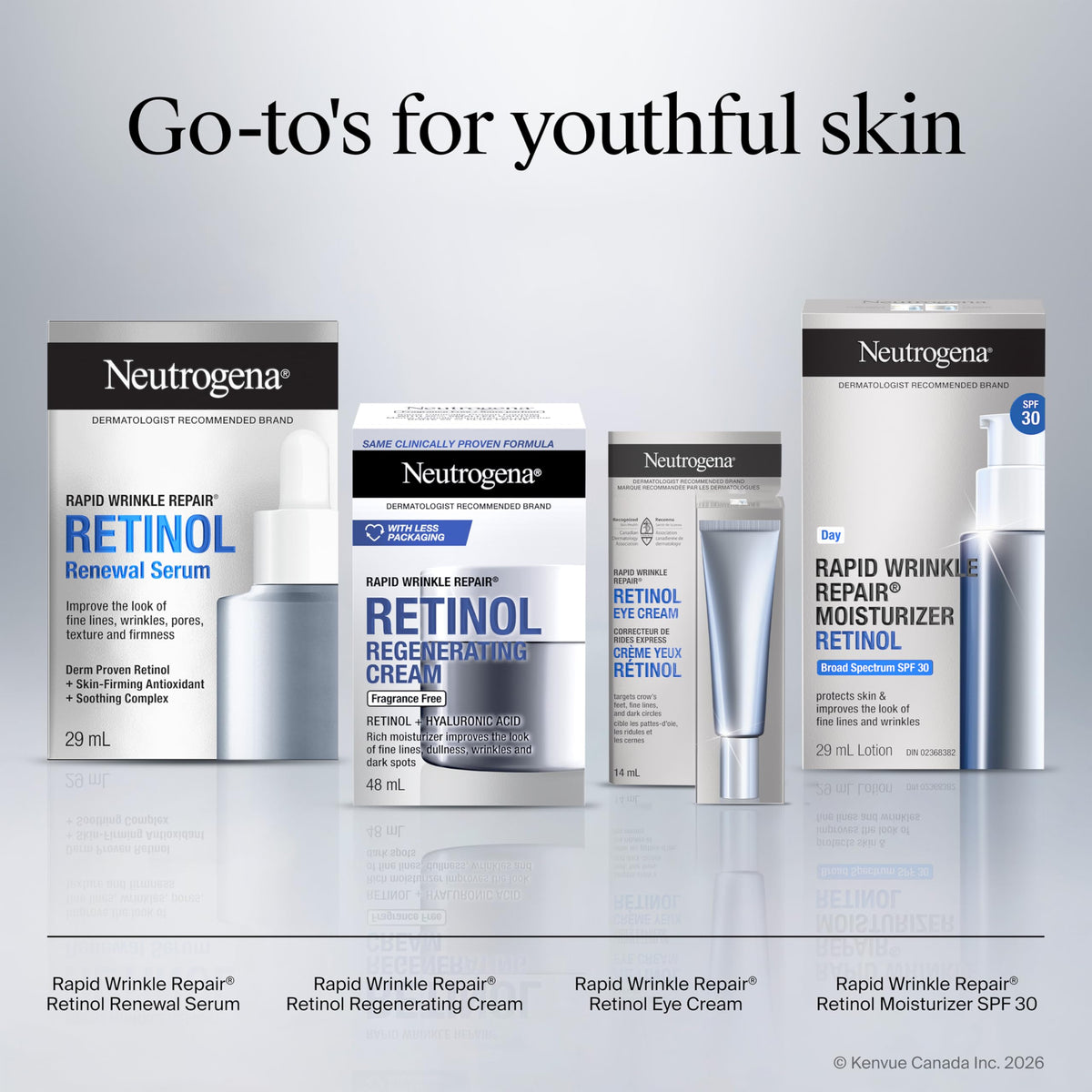 Neutrogena Anti Aging Retinol Face Cream with Hyaluronic Acid, Rapid Wrinkle Repair Regenerating Moisturizer, Fragrance Free, Paraben Free, Oil Free, 48mL 🍁 All In One Marketplace Canada