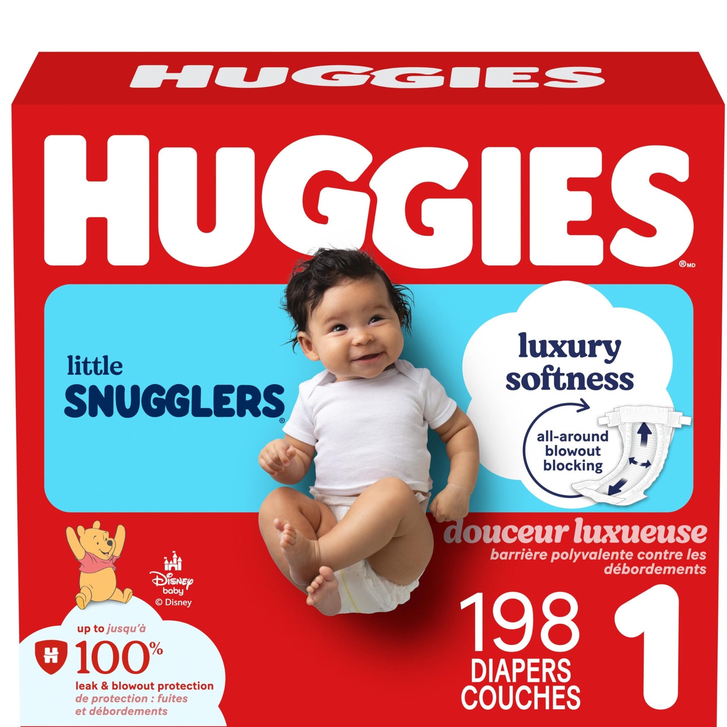 Huggies Size 1 Diapers, Little Snugglers Diapers, Size 1 (8-14 lbs), 198 Count (6 packs of 33), Packaging May Vary 🍁 All In One Marketplace Canada