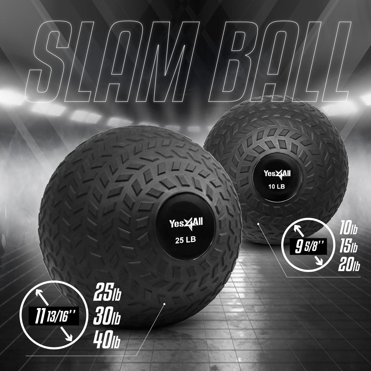Yes4All 10 lbs Slam Ball for Strength and Cross Training – Medicine Ball (Black) 🍁 All In One Marketplace Canada