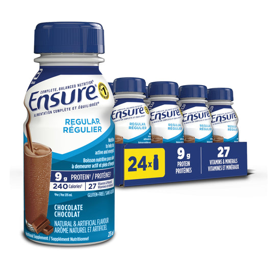 Ensure Regular, Nutritional Supplement Shake Value Pack, Nutrition To Stay Active And Energetic, Chocolate, 24 x 235-mL Bottles 🍁 All In One Marketplace Canada