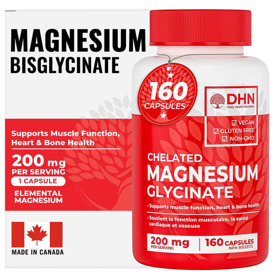 Magnesium Glycinate/Bisglycinate | Supports Sleep, Relaxation, Energy Metabolism & Muscle Function | Chelated | 200mg Elemental Magnesium | Stomach Friendly | Canadian Made, Quality Assured 🍁 All In One Marketplace Canada