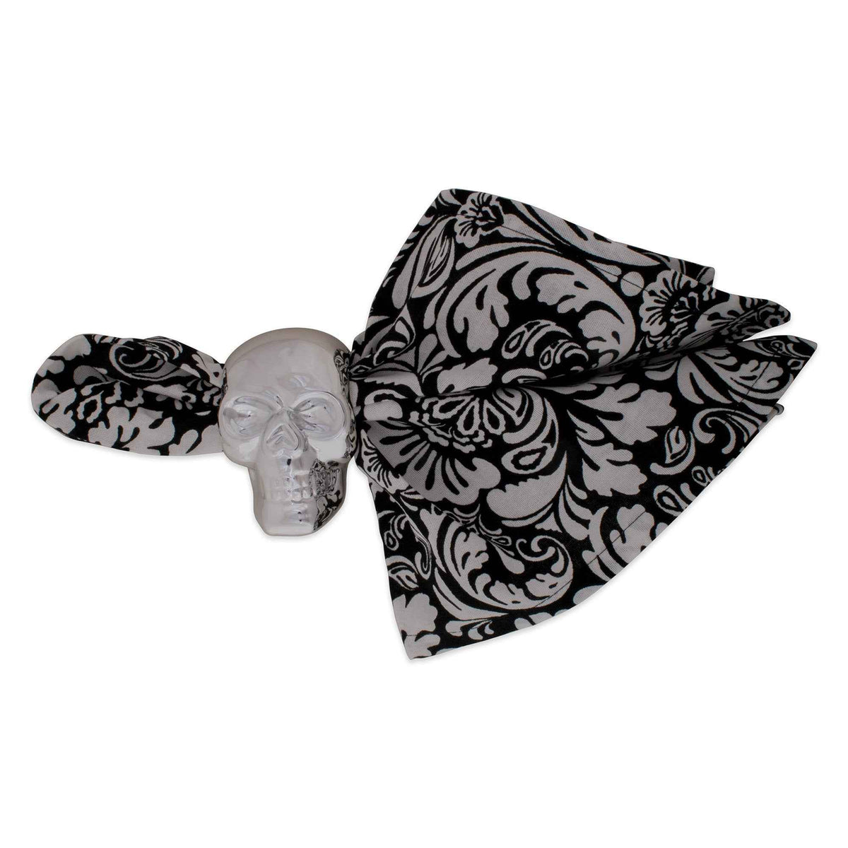 DII Halloween Napkin Rings Novelty Tabletop Décor Set, 3.25x2.25x3, Silver Skull, 6 Piece