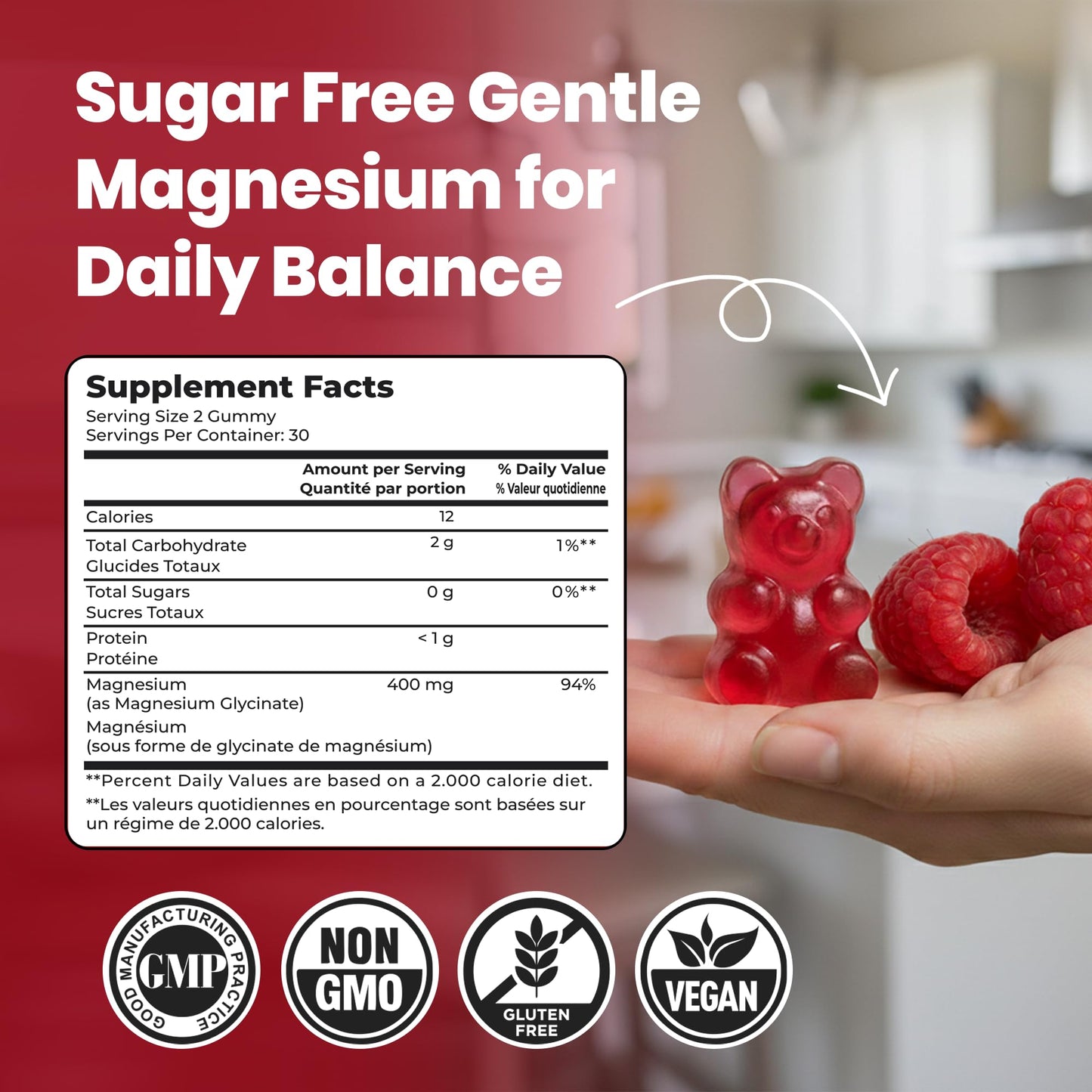 Magnesium Glycinate Gummies (400mg / Serving) - Sugar-Free Magnesium Gummies for Women, Men & Kids, Muscle, Nerve, Bone & Heart Support, Relaxation & Sleep Support - 30 Serving 🍁 All In One Marketplace Canada