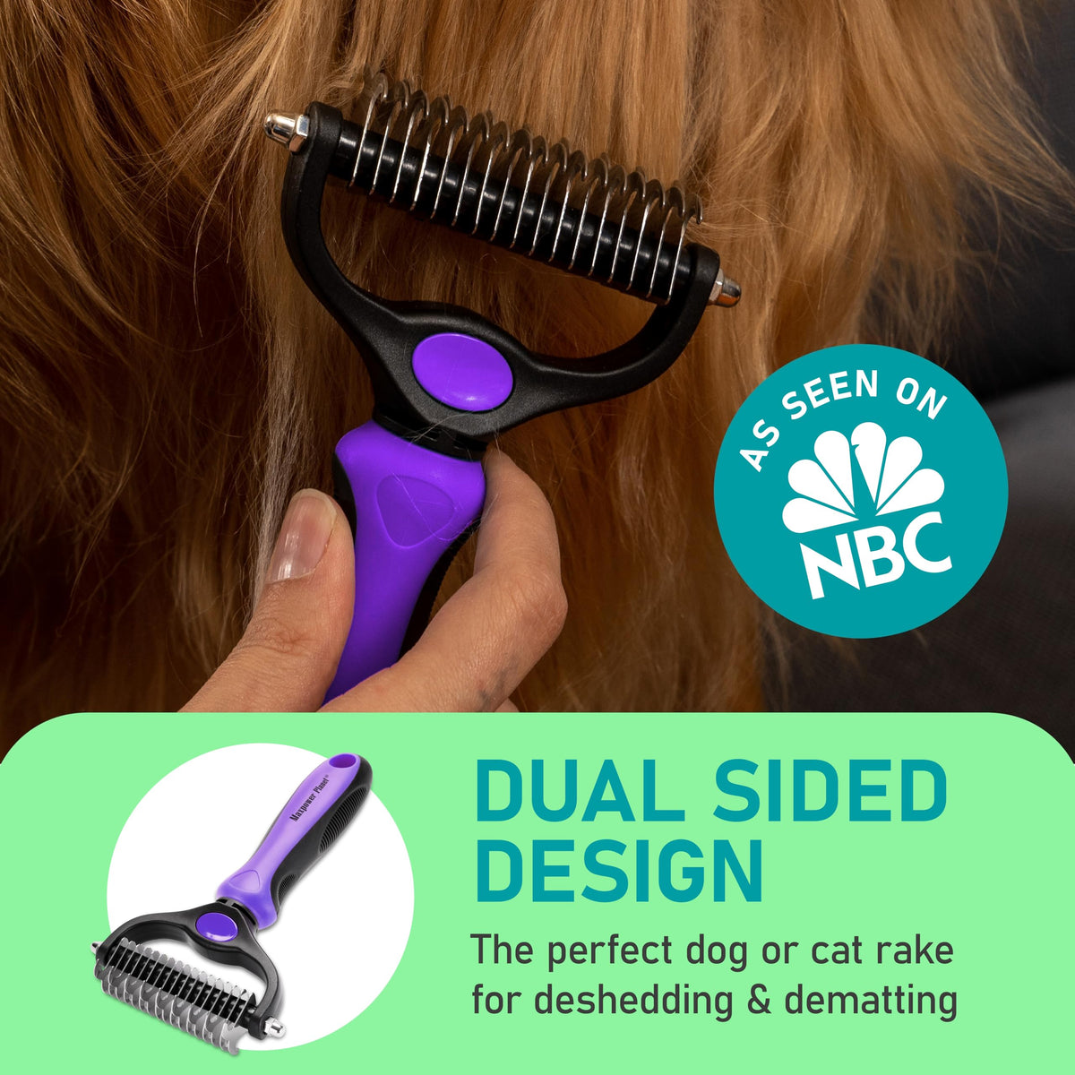 Maxpower Planet Pet Grooming Brush - Double Sided Shedding, Dematting - Undercoat Rake for Dogs - Dog Grooming Brush - Deshedding Brush for Dogs - Dog Brush, Cat Brush, Reduce Shedding by 95%, Purple 🍁 All In One Marketplace Canada