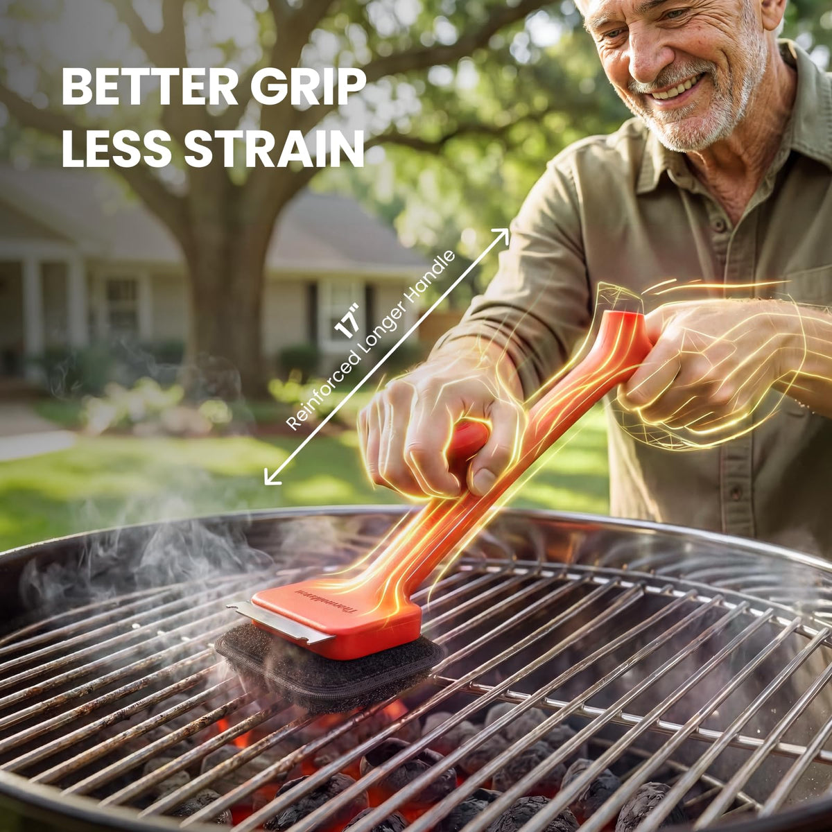ThermoMaven BBQ Grill Brush Bristle Free - 17" Safe Steam Grill Cleaner Brush with Scraper and 3 Brush Heads for Porcelain/Gas/Charcoal Grill Outdoor Grill Barbecue Cleaner 🍁 All In One Marketplace Canada