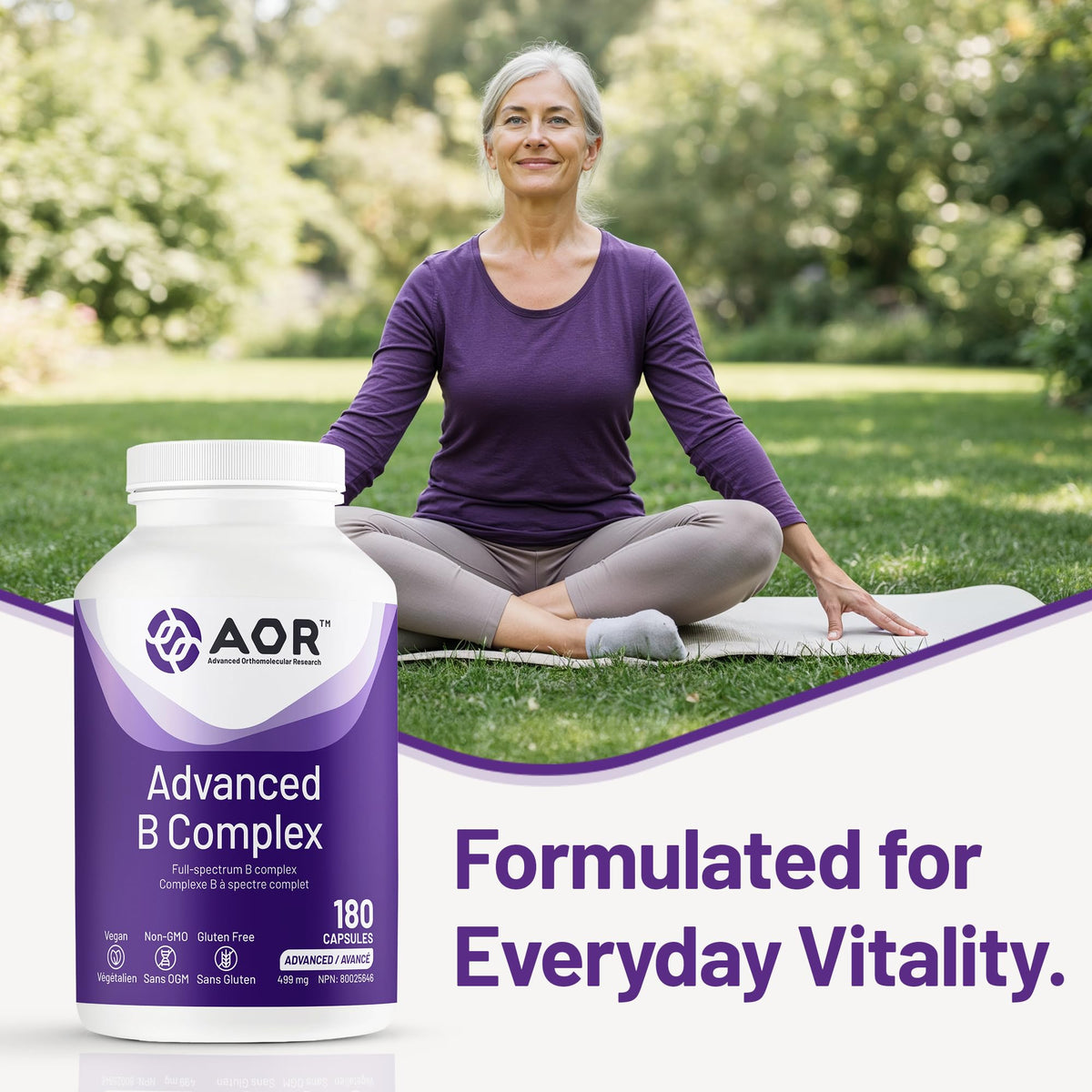 AOR Advanced B Complex Capsules, 180 Count 180-Day Supply - Full-Spectrum B Vitamin Blend with B1, B2, B3, B5, B6, B12, Inositol, Folic Acid & Biotin - Vegan, Non-GMO & Gluten-Free - Promotes Energy 🍁 All In One Marketplace Canada