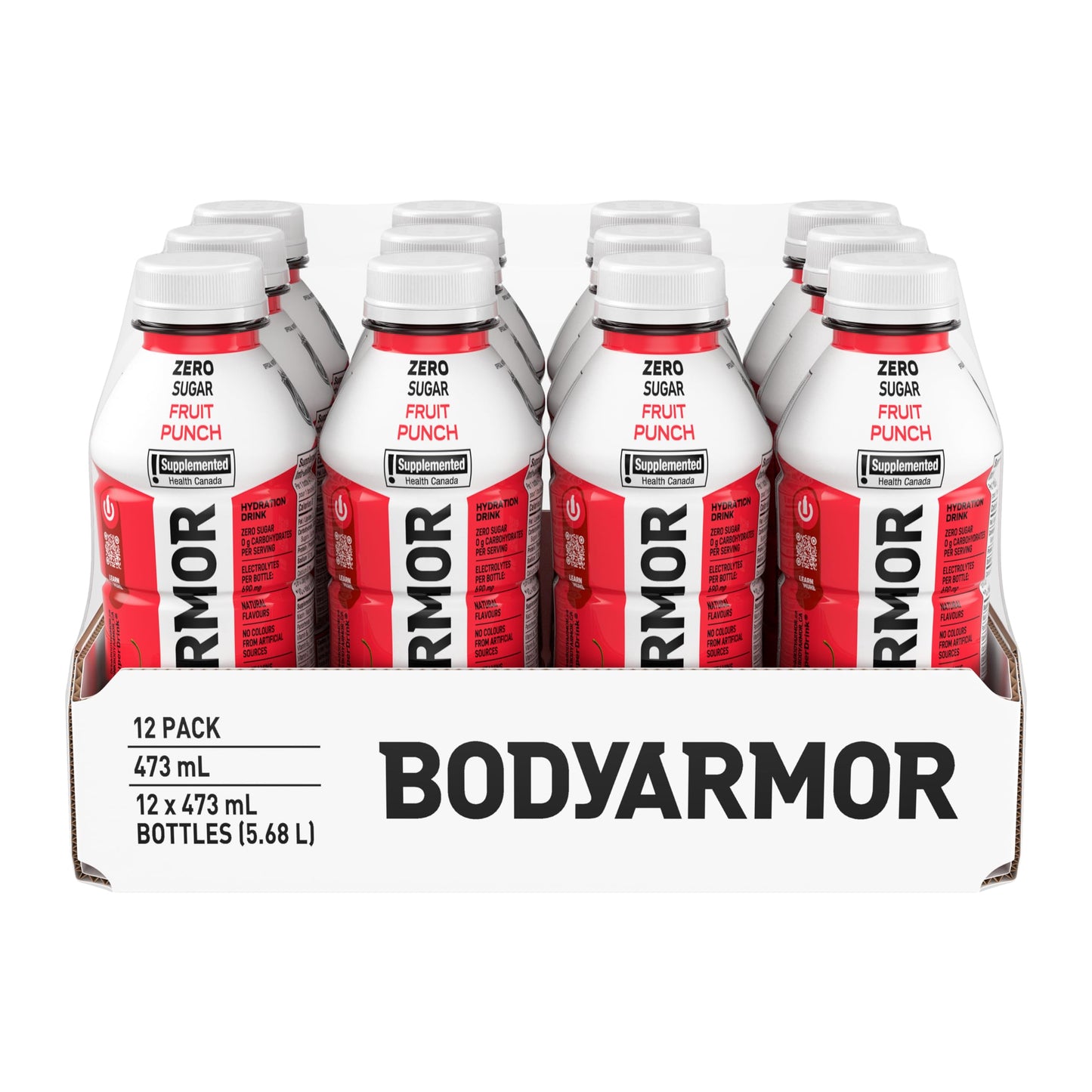 BODYARMOR Zero Sugar Fruit Punch, 473 mL Bottles (12 Pack) – Low-Calorie Sports Hydration Drink with Coconut Water, Potassium-Packed Electrolytes and Antioxidant Vitamins 🍁 All In One Marketplace Canada
