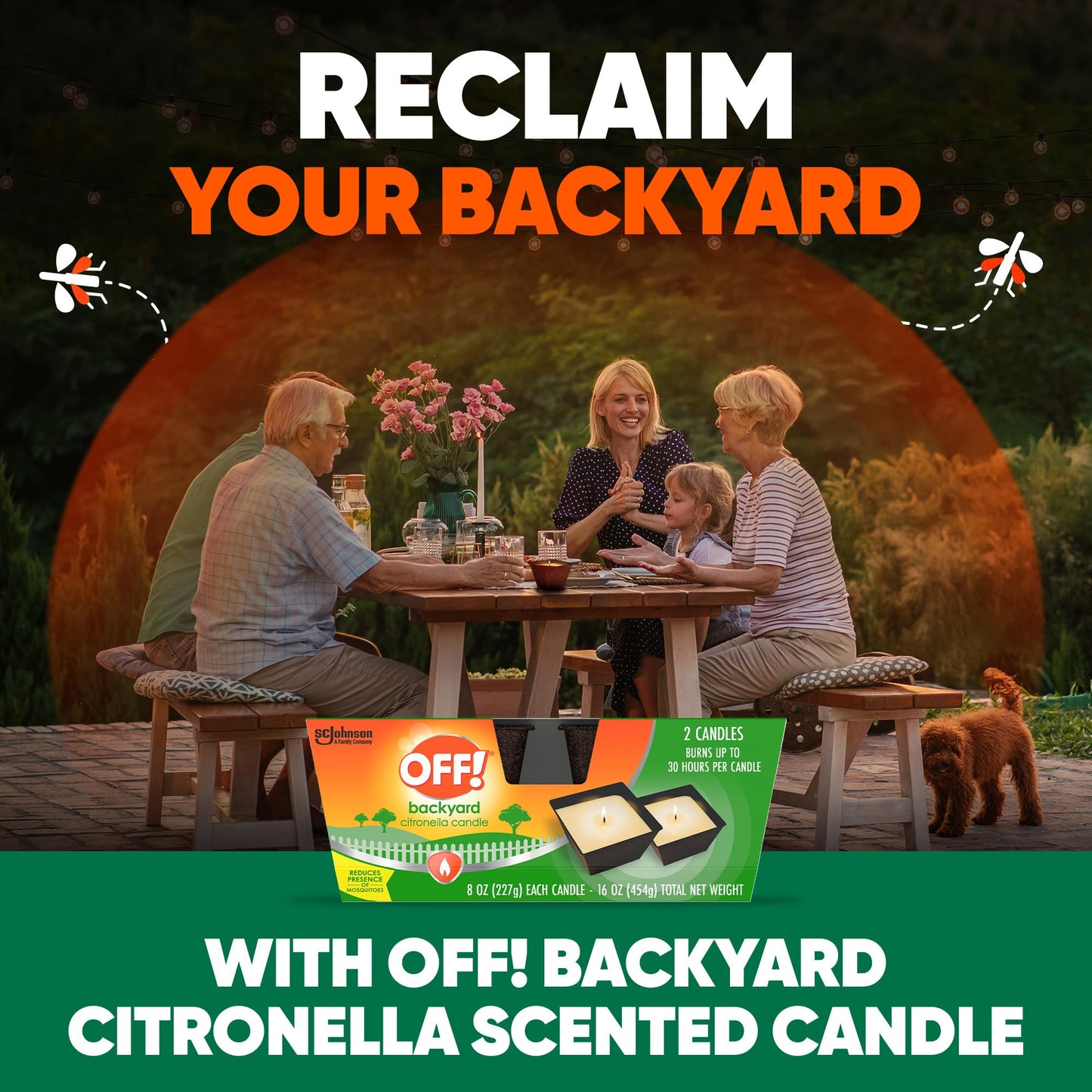 Off! Backyard Citronella Scented Candle, Ambiance Enhancing Centerpiece, Burns for up to 25 Hours, 16 oz (Pack of 2) 🍁 All In One Marketplace Canada