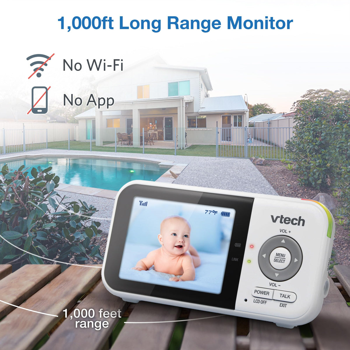 VTech VM819-2 Baby Monitor, 2.8” Screen, 2 Cameras, 1000ft Range, Night Vision, 2-Way Audio, Temperature Sensor, Lullabies, Secured Transmission No WiFi 🍁 All In One Marketplace Canada
