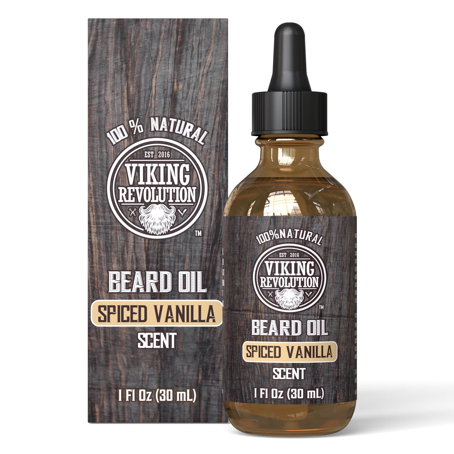 Viking Revolution - Beard Oil - All Natural Beard Oil Men with Argan Oil & Jojoba Oil - Softens, Smooths & Strengthens - Beard Conditioner - Gifts For Men - Spiced Vanilla - 30 ml 🍁 All In One Marketplace Canada
