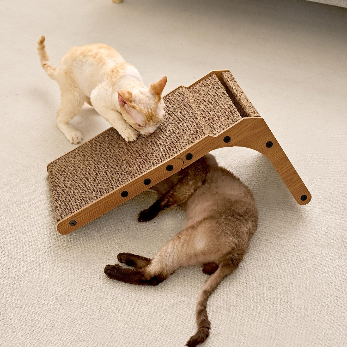 EHEYCIGA Cardboard Cat Scratcher for Indoor Cats, 68 CM L Shaped Vertical Cat Scratching Pad with Ball Cat Toy, Large Cat Scratcher Board 🍁 All In One Marketplace Canada