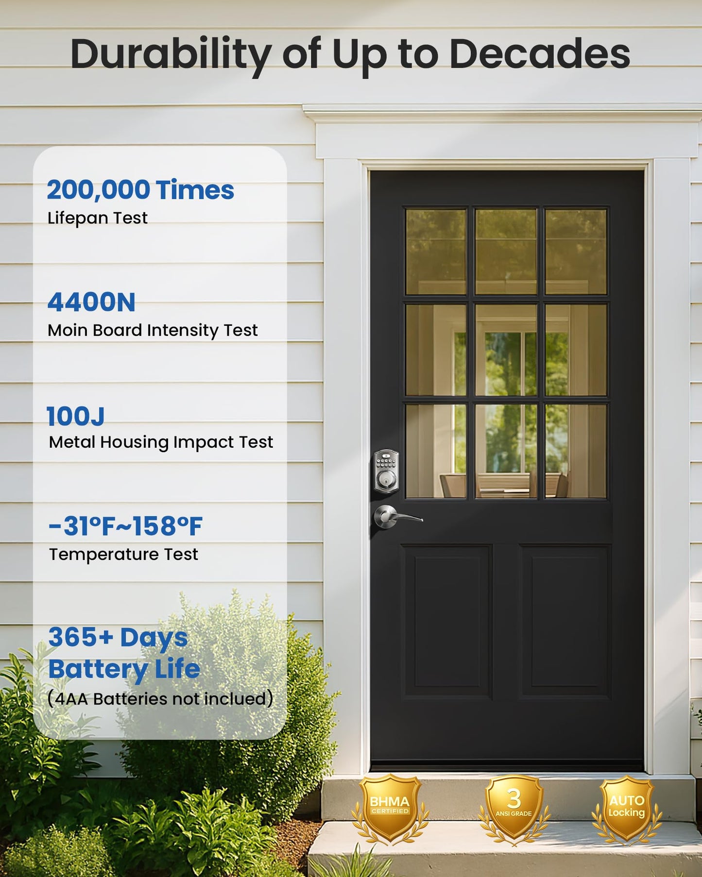 Veise Keyless Entry Door Lock with 2 Lever Handles - Electronic Keypad Deadbolt, Easy Installation Digital Smart Front Door Lock Set, Satin Nickel 🍁 All In One Marketplace Canada