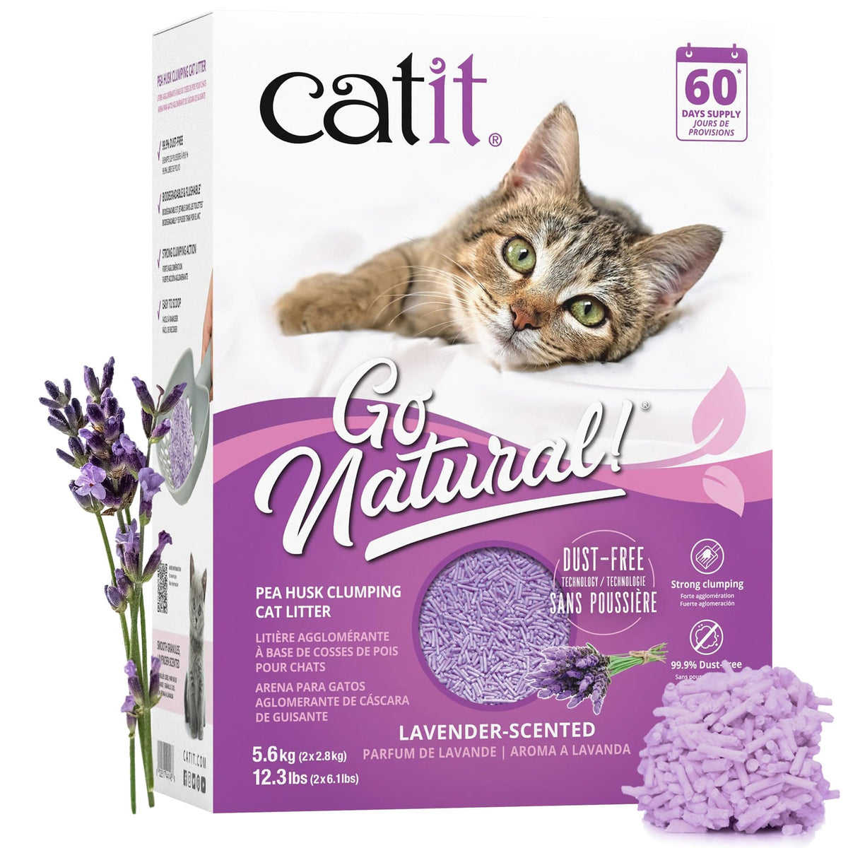 Catit Go Natural Pea Husk Clumping Cat Litter, Tofu, Lavender, 14 L, Dust Free & Lightweight Cat Litter, Easy to Scoop, Litiere Pour Chat 🍁 All In One Marketplace Canada
