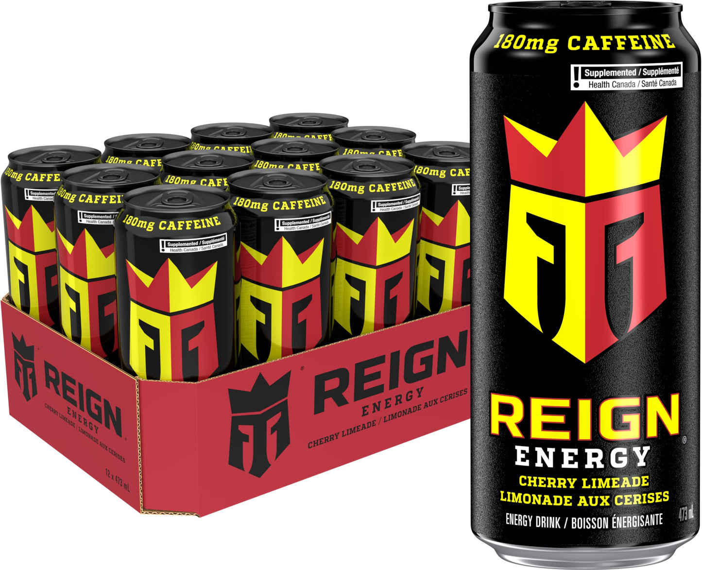 REIGN ENERGY, Cherry Limeade, 473mL Cans, Pack of 12 🍁 All In One Marketplace Canada