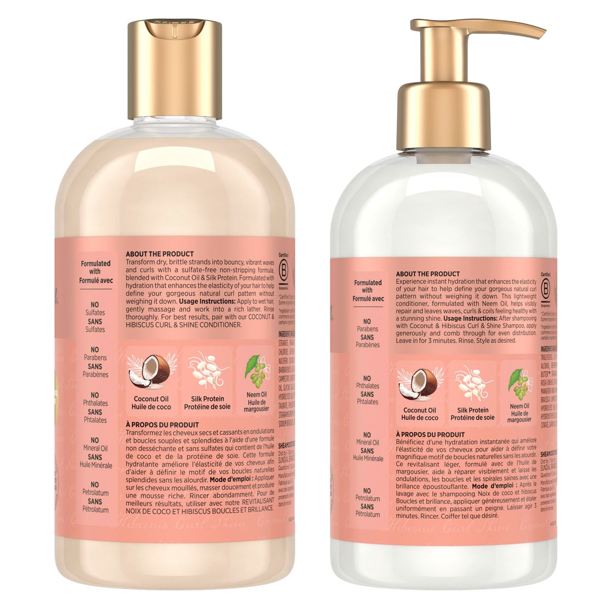 Shea Moisture Coconut & Hibiscus Curl & Shine Gift Set with Shampoo & Conditioner for Thick, Curly Hair 384 ml (Pack of 2) 🍁 All In One Marketplace Canada