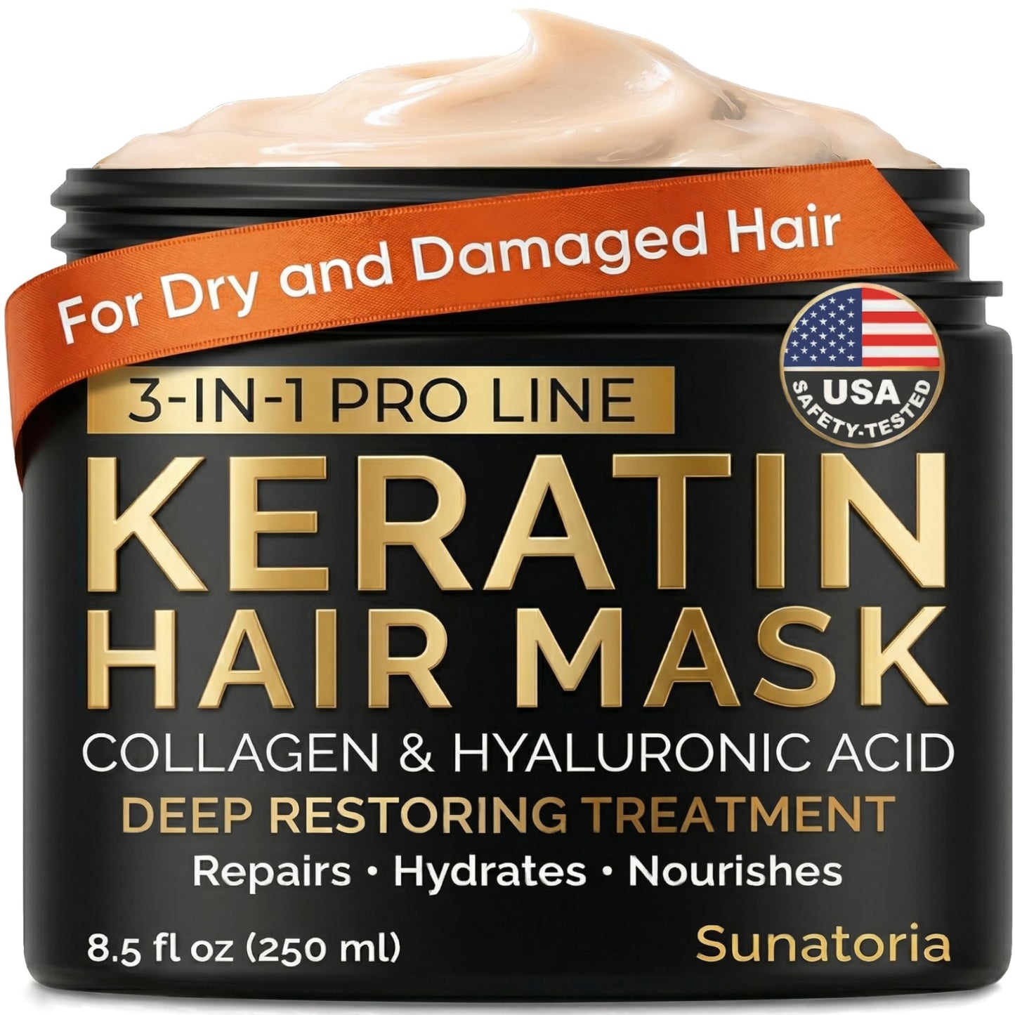 Keratin Hair Mask - Deep Conditioner for Dry, Damaged Hair — Hydrolyzed Keratin, Hyaluronic Acid, Argan Oil and Collagen - Sulfate-Free, Paraben-Free | 8.5 fl oz 🍁 All In One Marketplace Canada