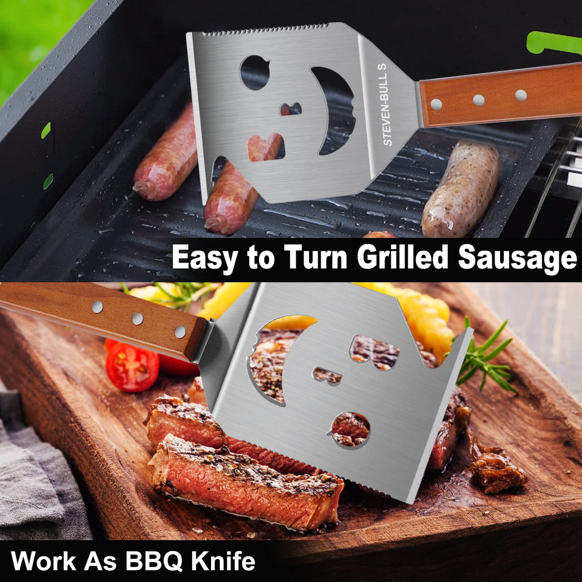 BBQ Accessories for Grill, 7 in 1 Grill Spatula with Fork,17 Inch Barbecue Tools, Dad Gifts, Gifts for Men, Dad, Husband 🍁 All In One Marketplace Canada