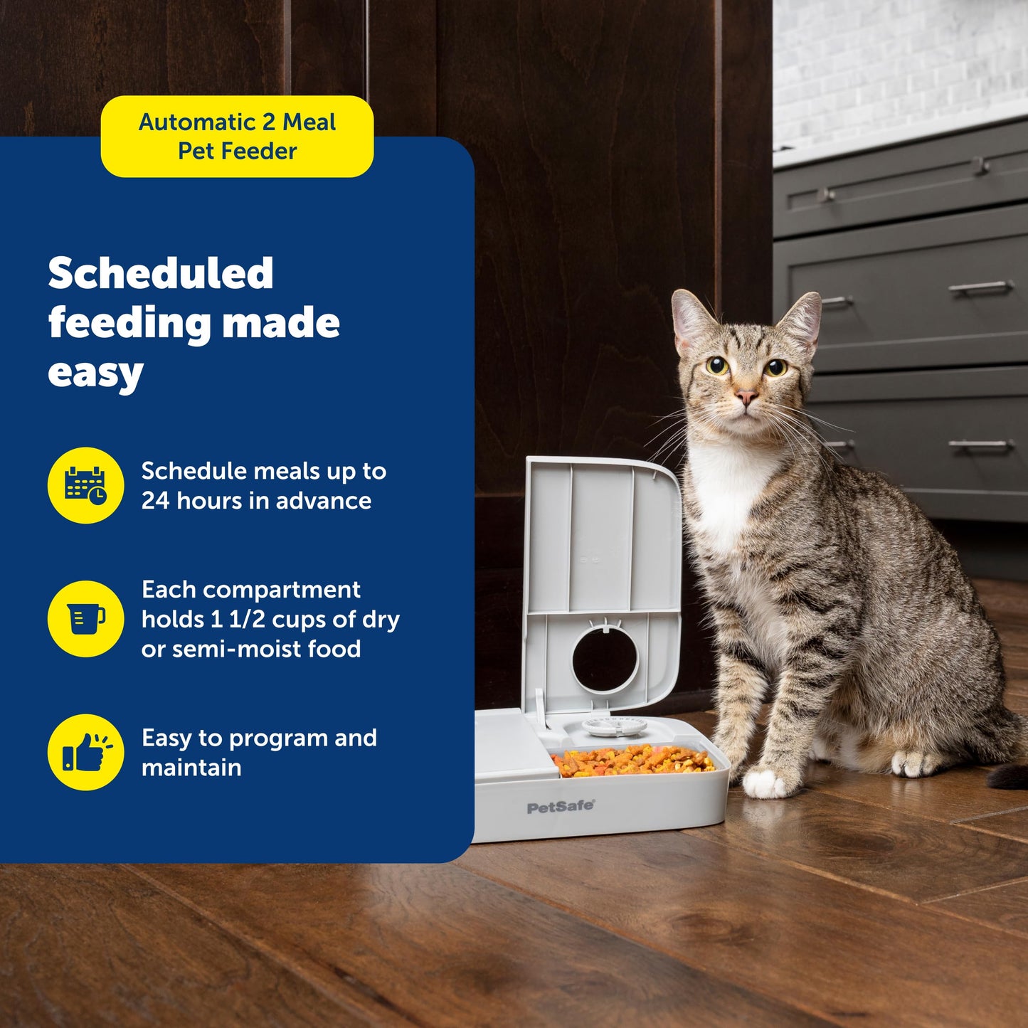 PetSafe Analog 2 Meal Programmable Pet Feeder, Automatic Dog and Cat Feeder - Dry or Semi-Moist Pet Food Dispenser, Slow Feed Portion Control (3 Cup/16 Ounce Total Capacity), Tamper-Resistant Design 🍁 All In One Marketplace Canada