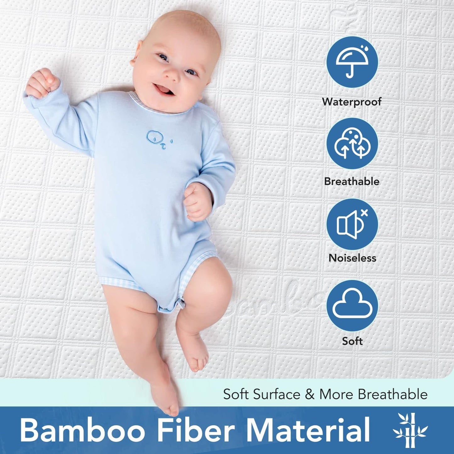 Premium Ultra Soft Waterproof Crib Fitted Mattress Protector - Toddler and Crib Mattress Pad Cover - Soft and Breathable with 7 Inches Deep Skirt (White, 28" x 52") 🍁 All In One Marketplace Canada