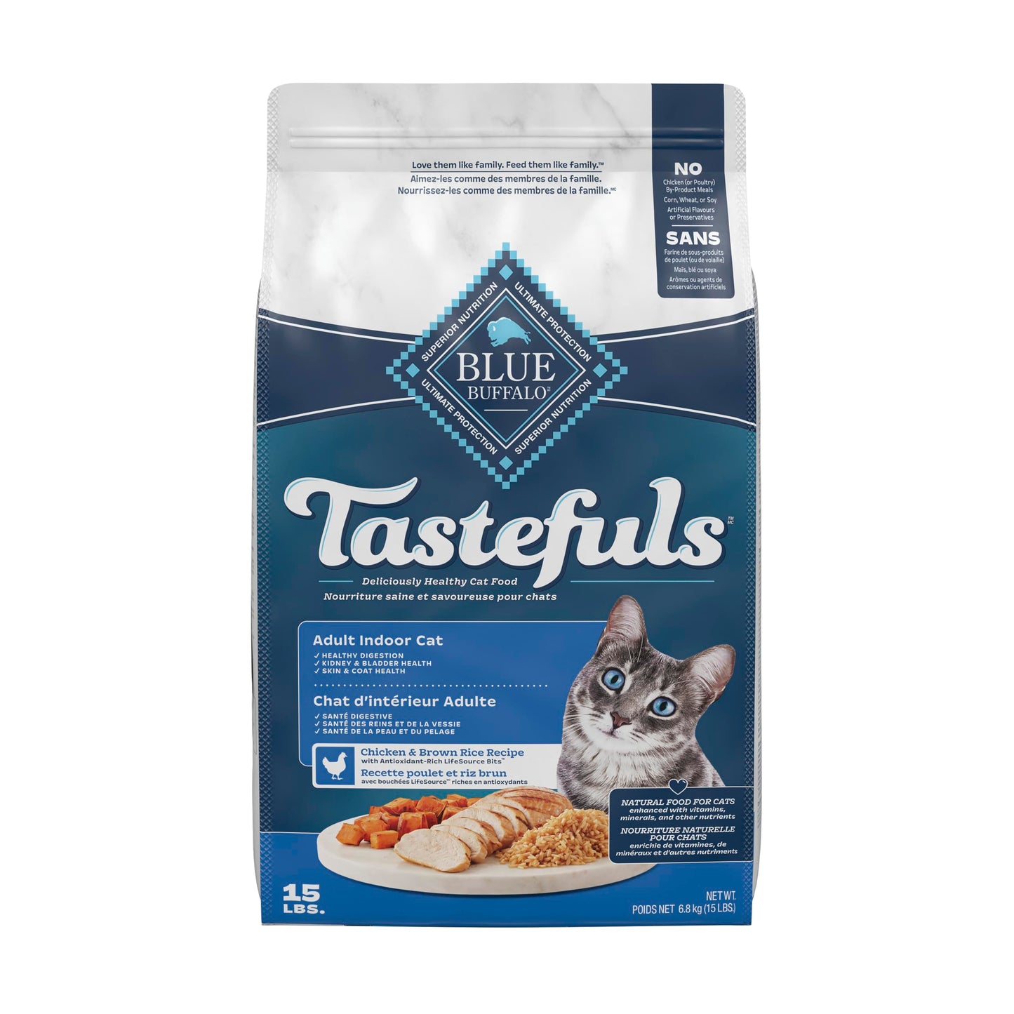 Blue Buffalo Tastefuls Chicken & Brown Rice Recipe Dry Indoor Cat Food for Adult Cats, Real Chicken First, Deliciously Healthy Natural Cat Food, Supports Digestive Care and Coat Health, 22 lbs. 🍁 All In One Marketplace Canada